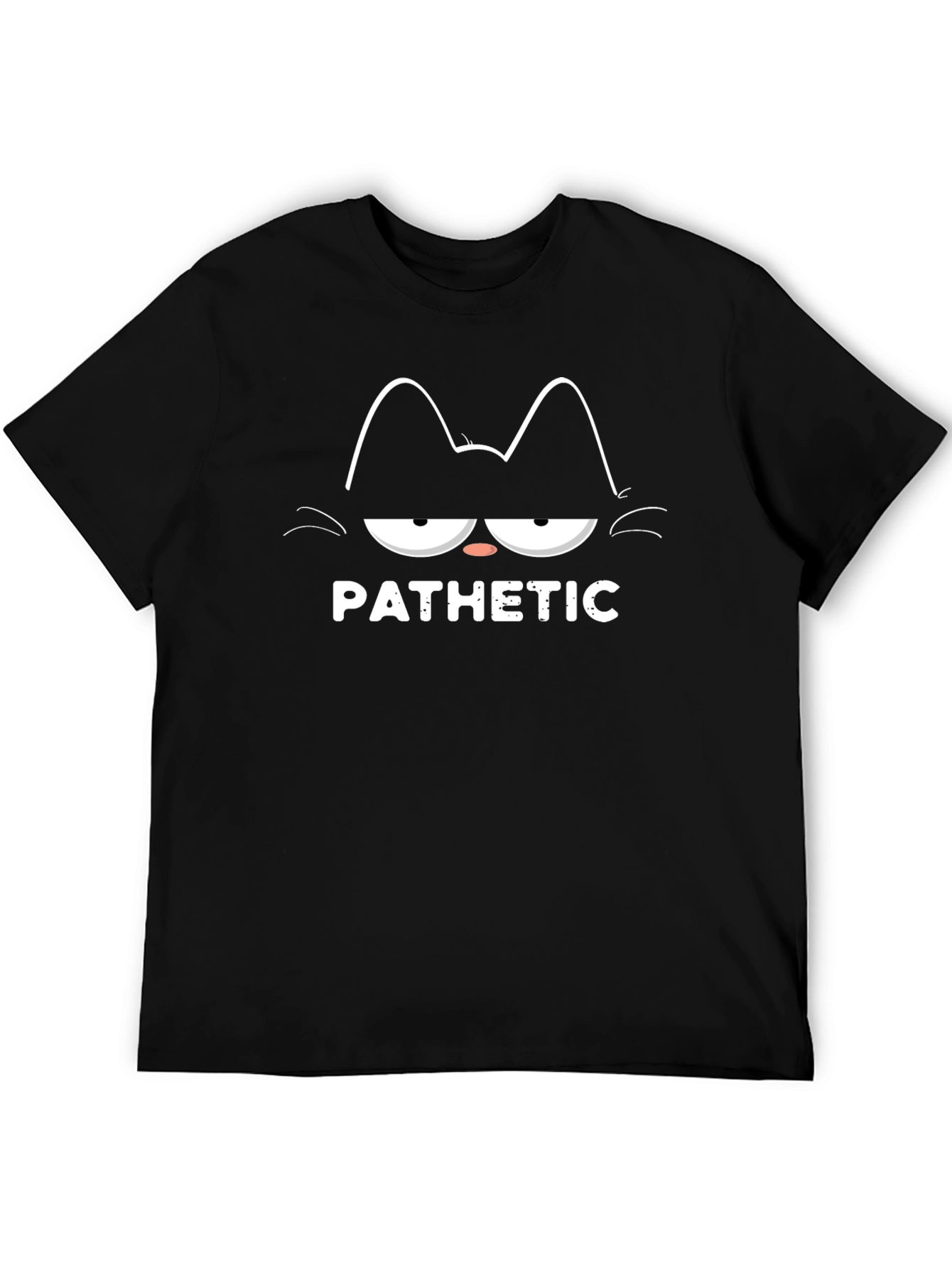 Pathetic Cat Graphic T-Shirt - Black