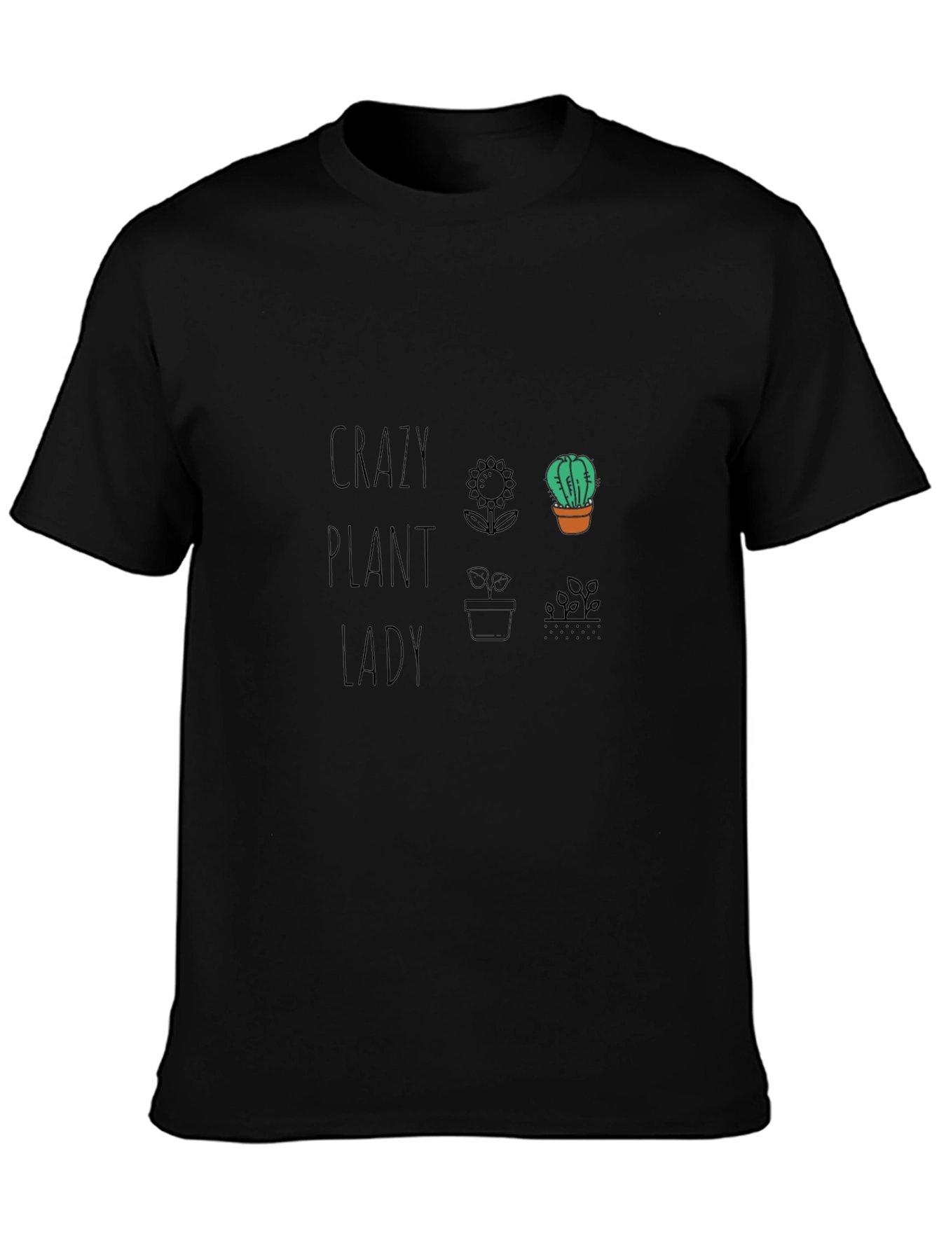 Crazy Plant Lady Graphic Tee - Black Cotton T-Shirt