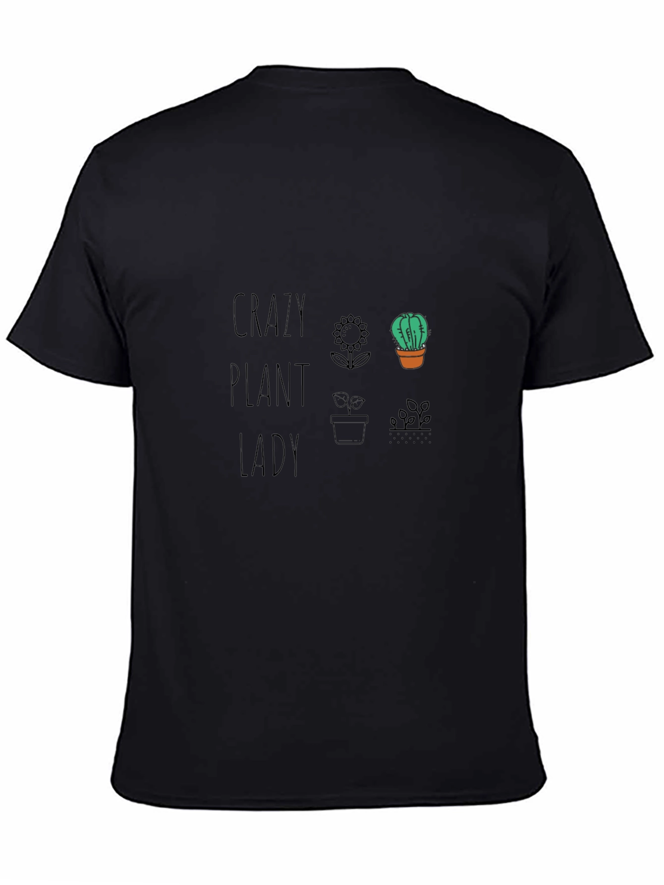 Crazy Plant Lady Graphic Tee - Black Cotton T-Shirt