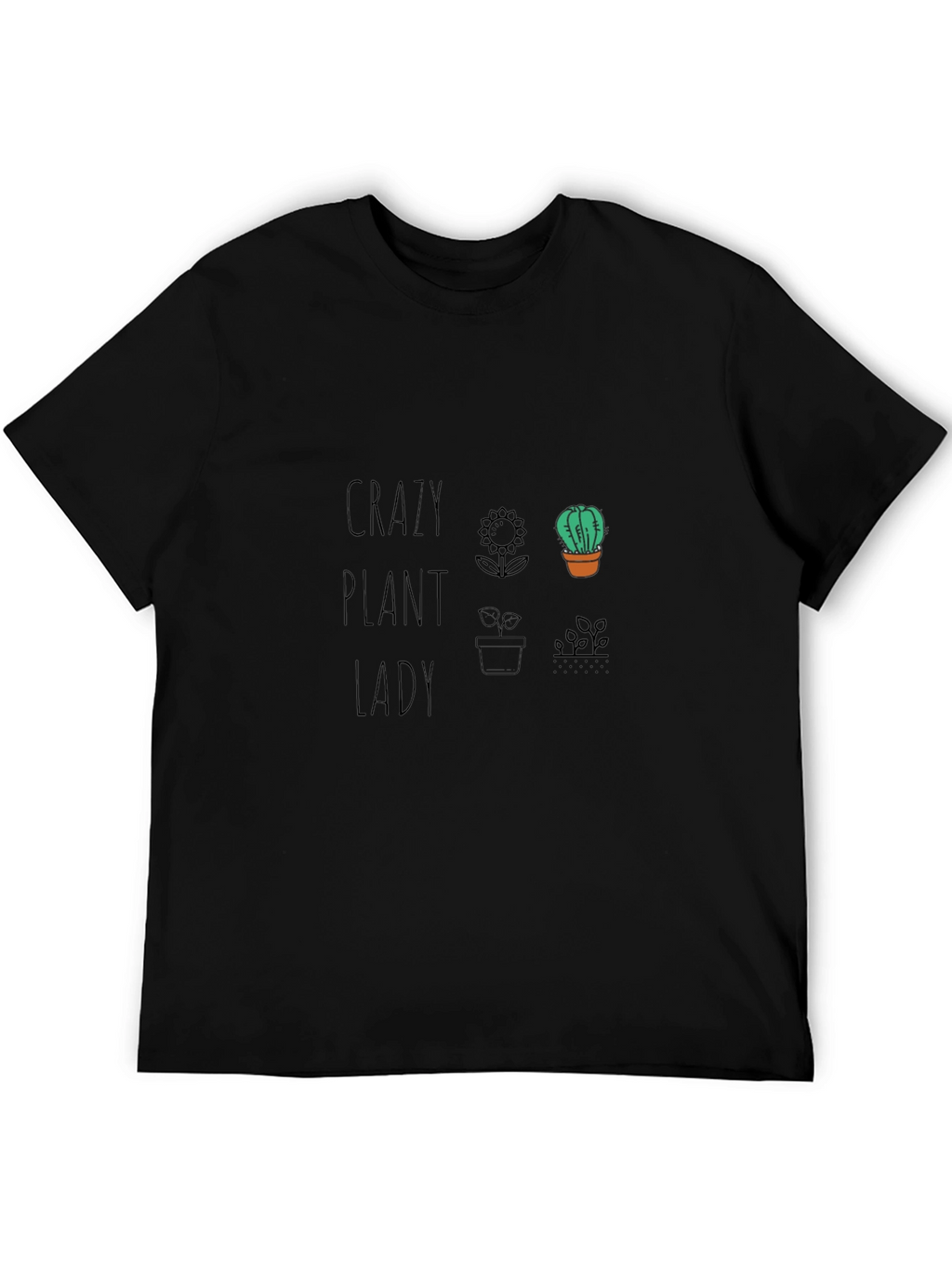 Crazy Plant Lady Graphic Tee - Black Cotton T-Shirt