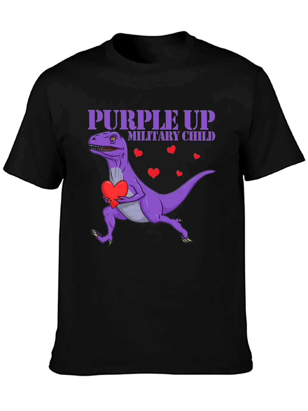 Purple Up Military Child Dinosaur T-Shirt