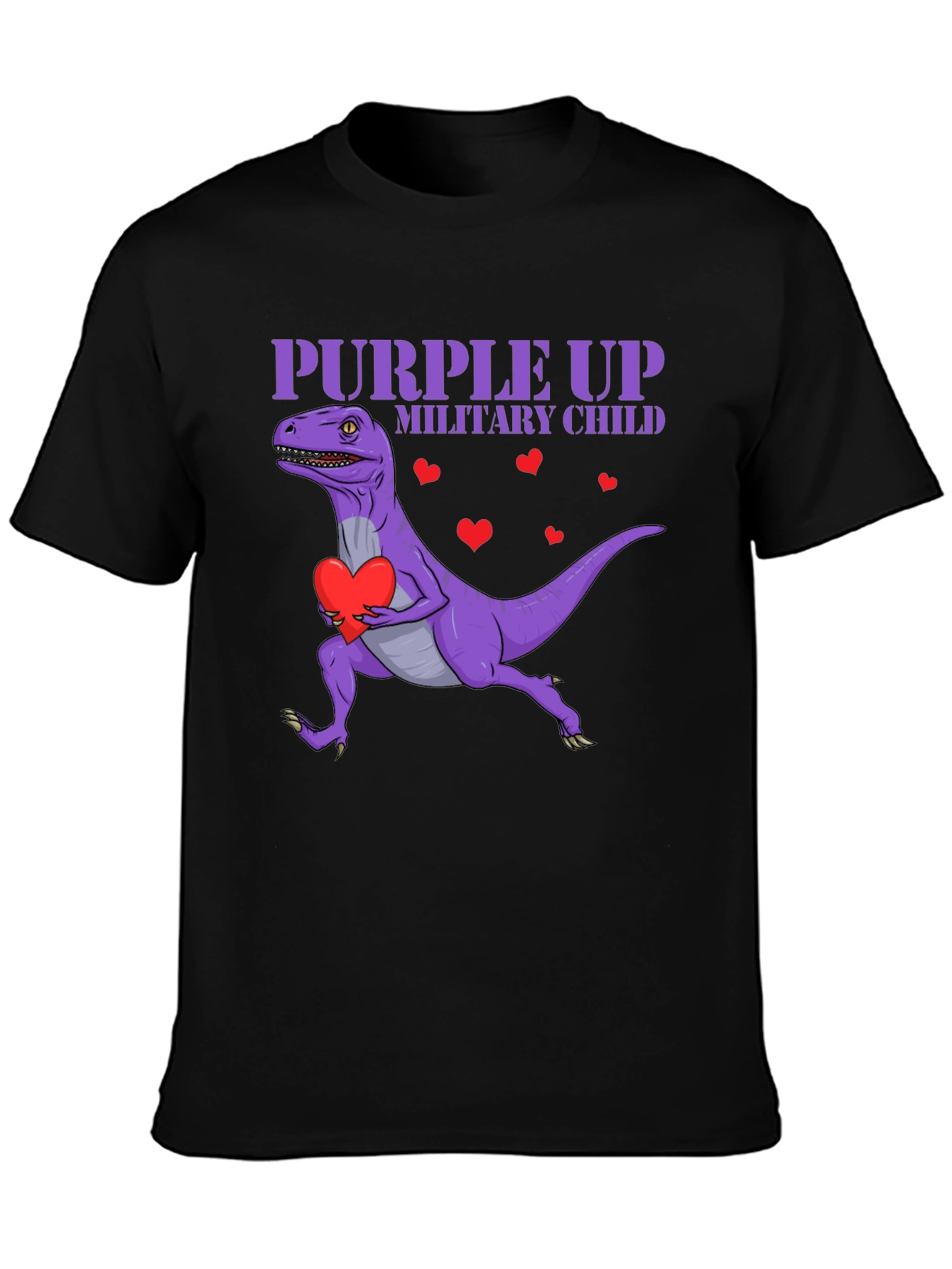 Purple Up Military Child Dinosaur T-Shirt