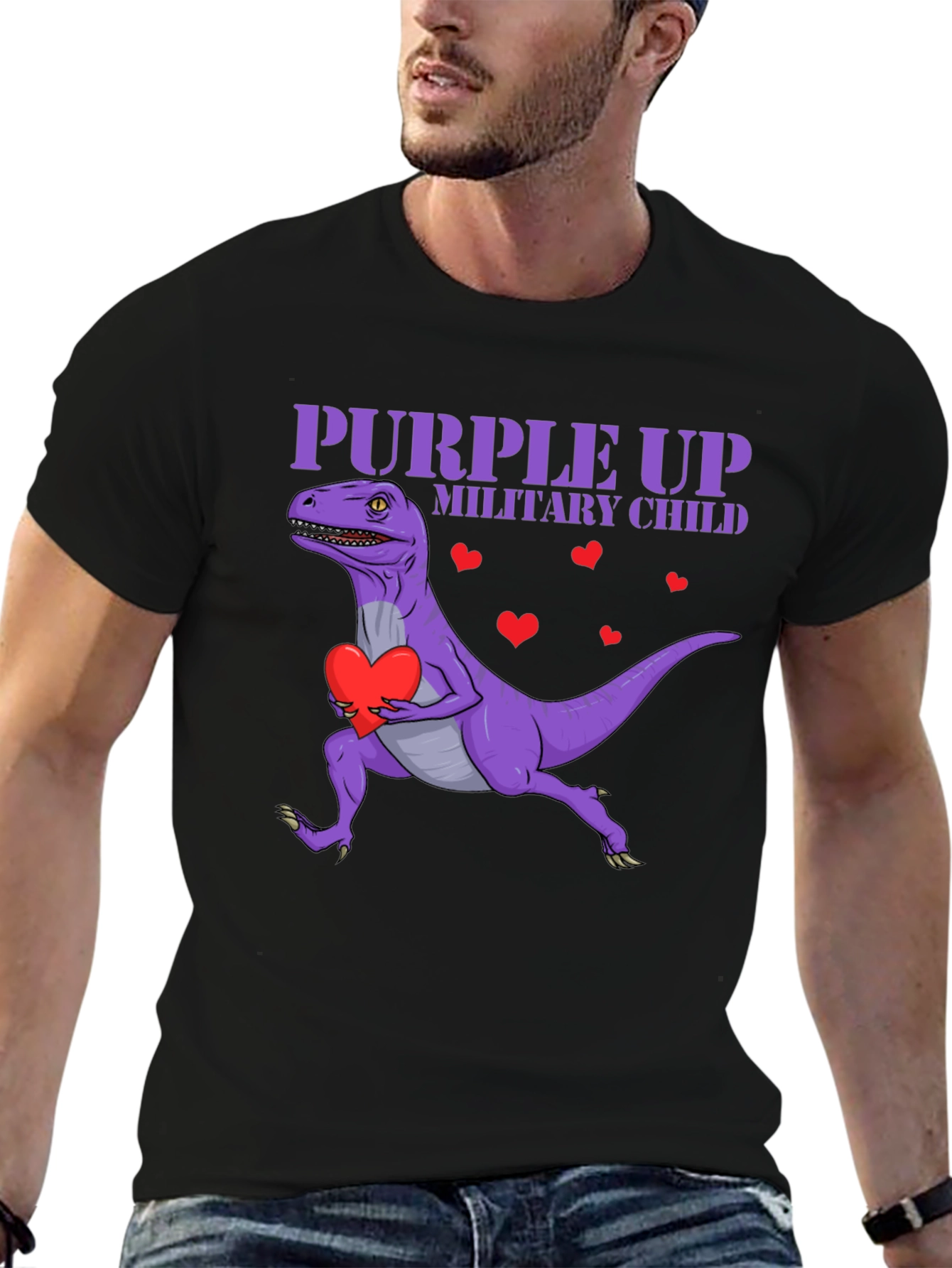 Purple Up Military Child Dinosaur T-Shirt