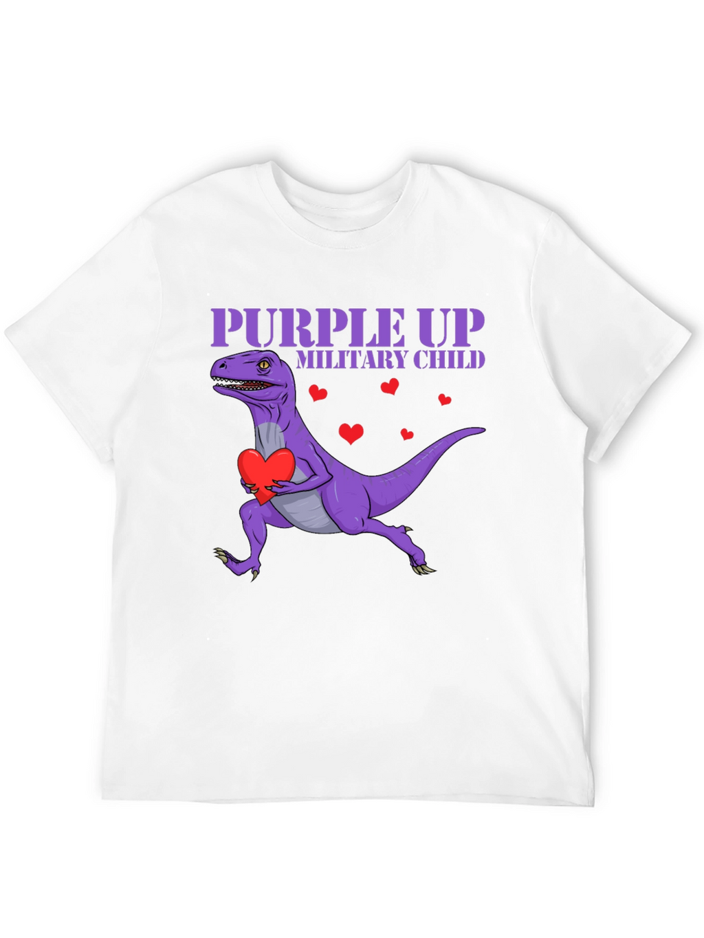 Purple Up Military Child Dinosaur T-Shirt
