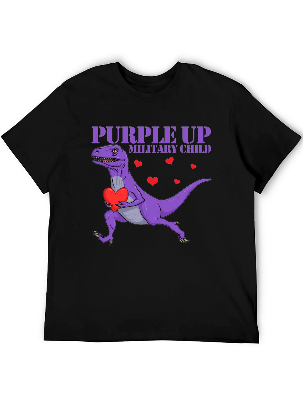 Purple Up Military Child Dinosaur T-Shirt