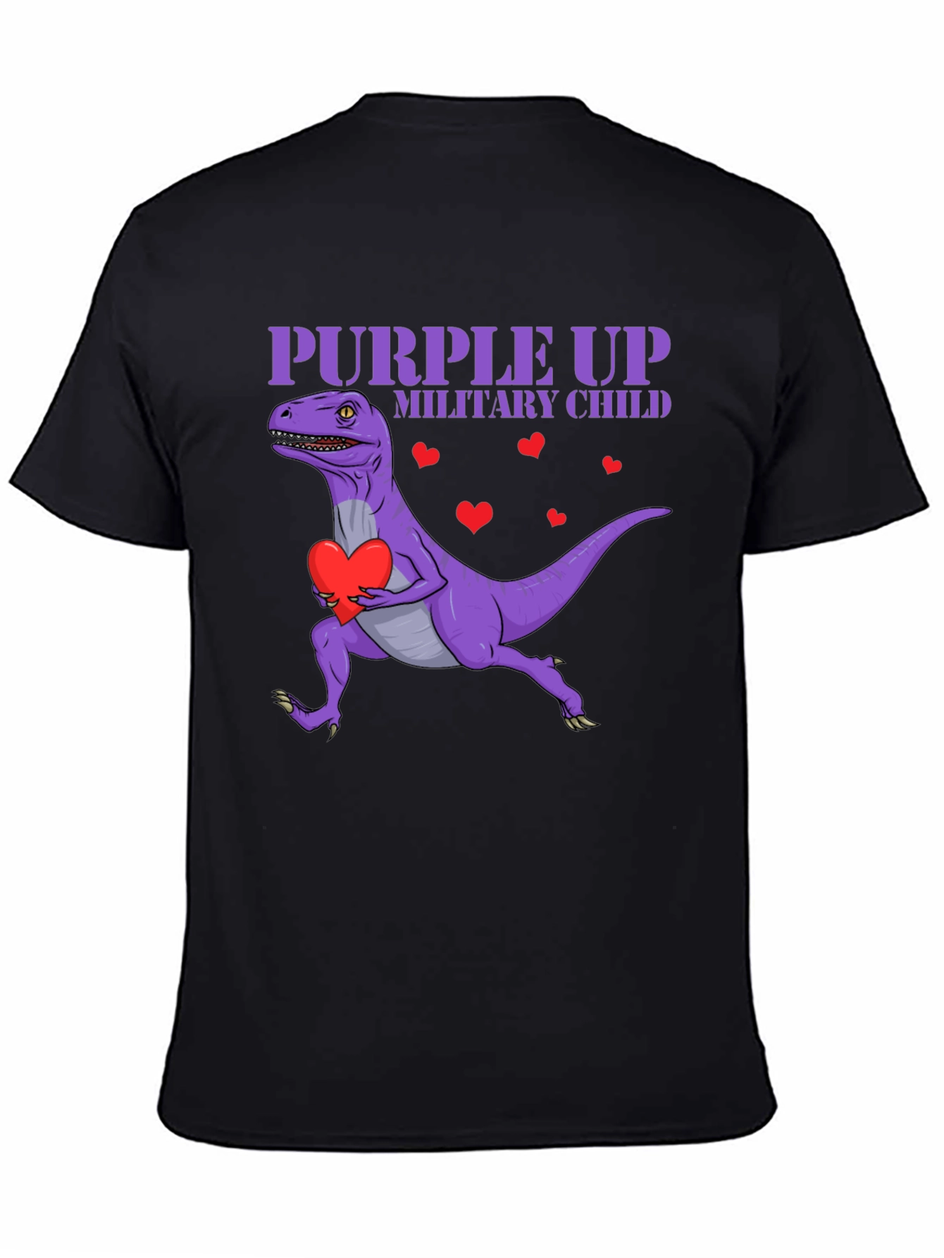 Purple Up Military Child Dinosaur T-Shirt