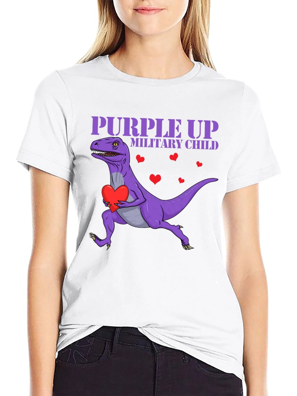 Purple Up Military Child Dinosaur T-Shirt