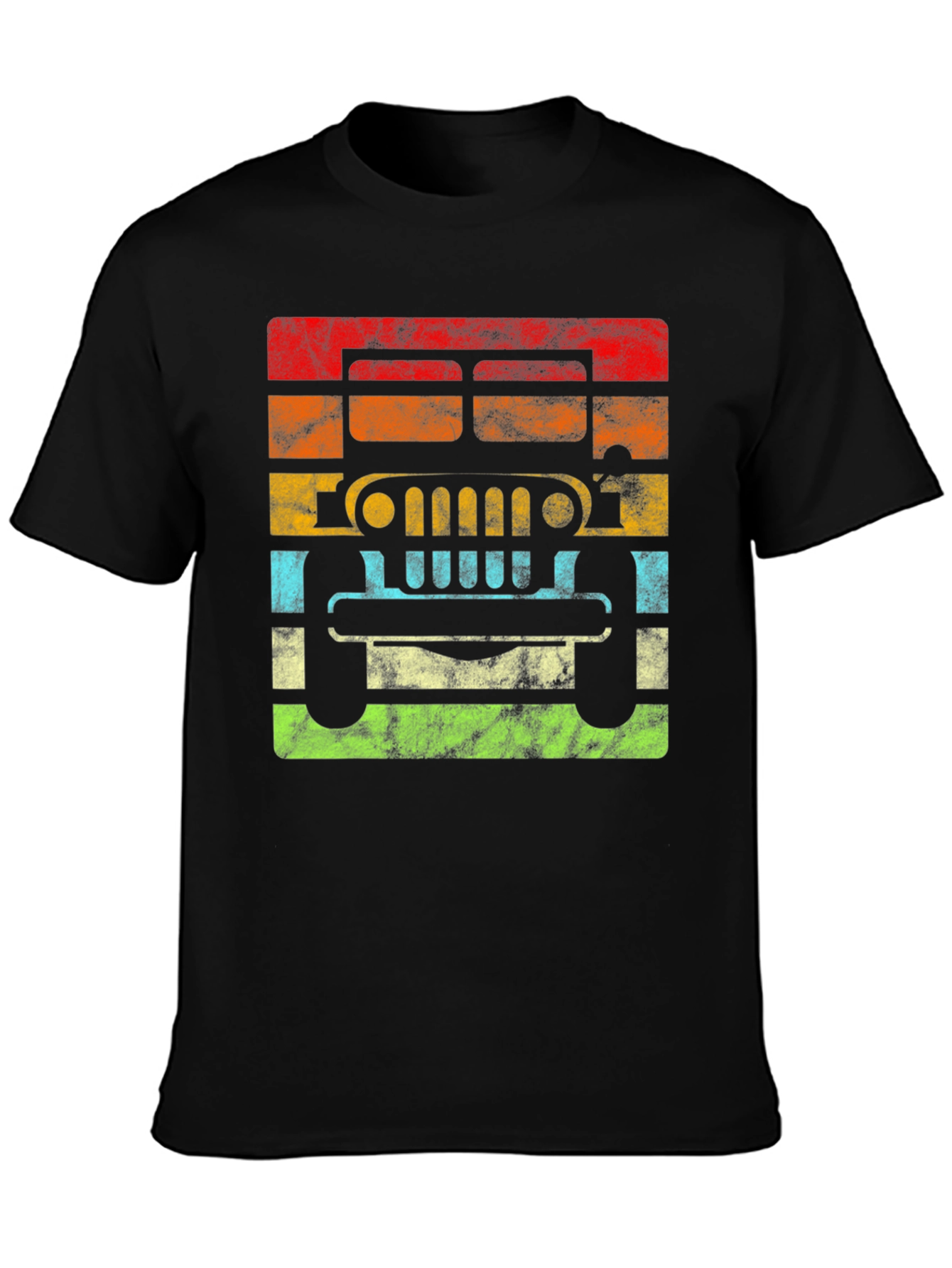 Vintage Jeep Graphic Tee - Retro Striped Design