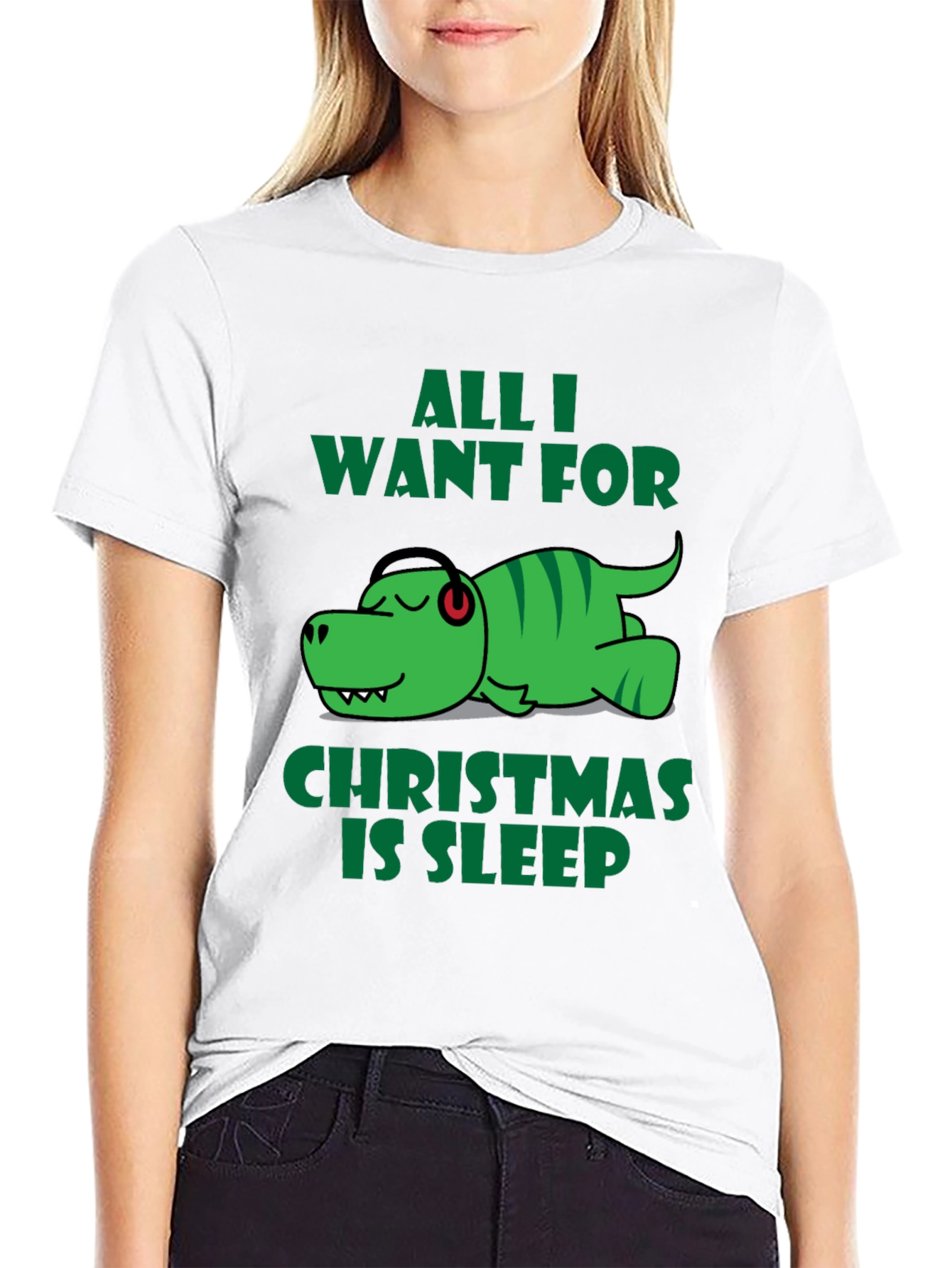 Funny Dinosaur Christmas Sleep T-Shirt