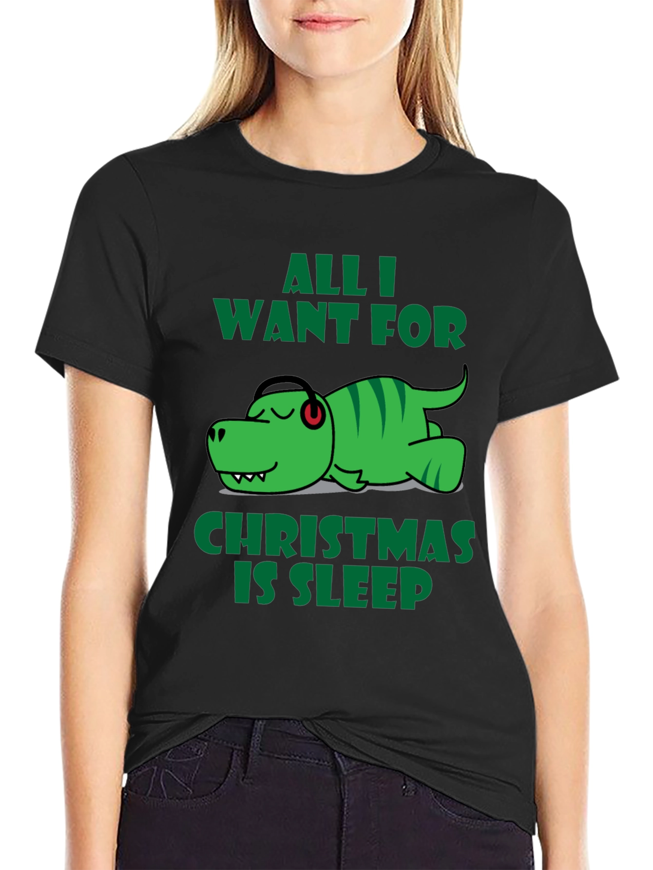 Funny Dinosaur Christmas Sleep T-Shirt