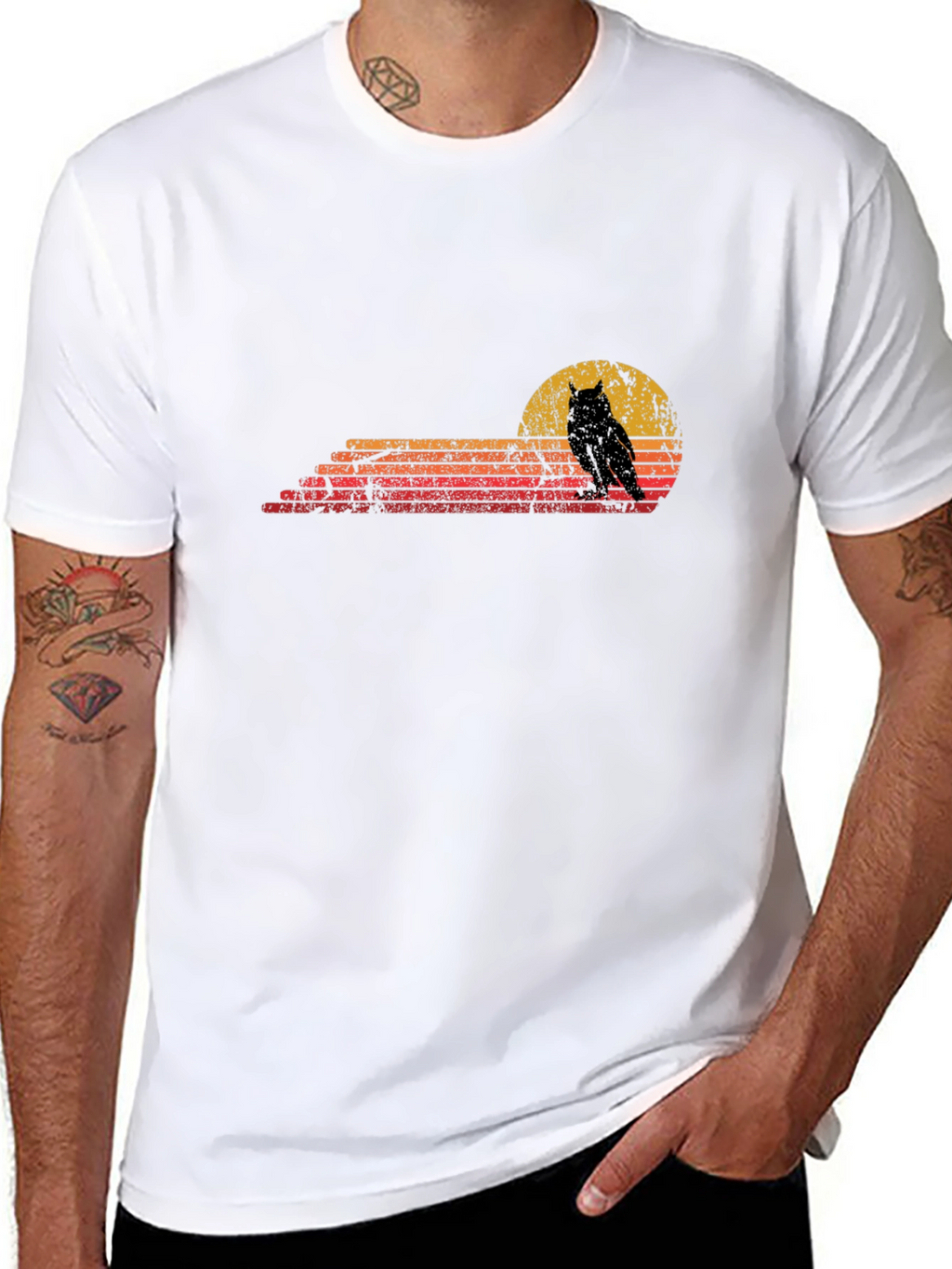 Retro Owl Sunset Graphic Tee