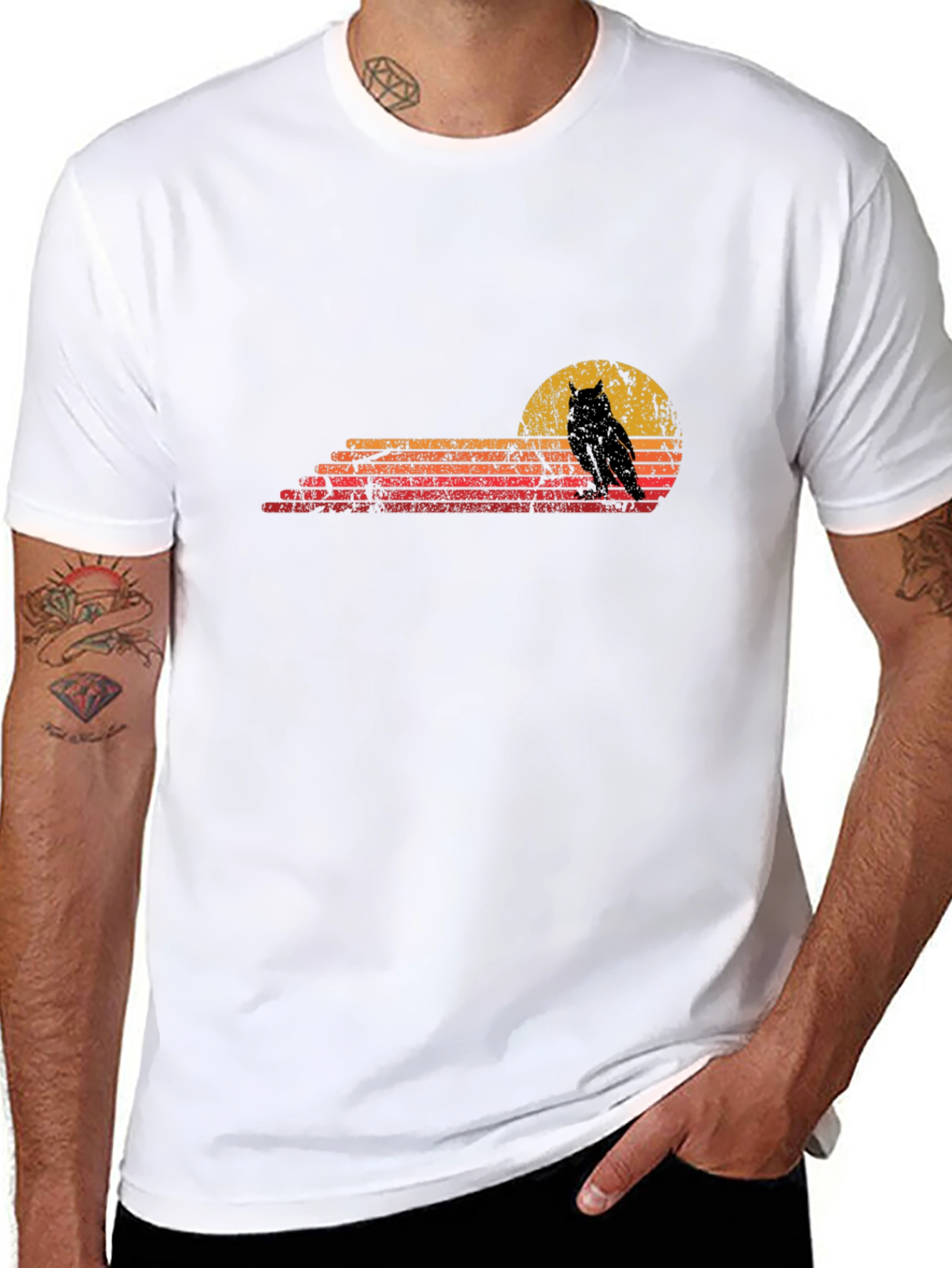 Retro Owl Sunset Graphic Tee