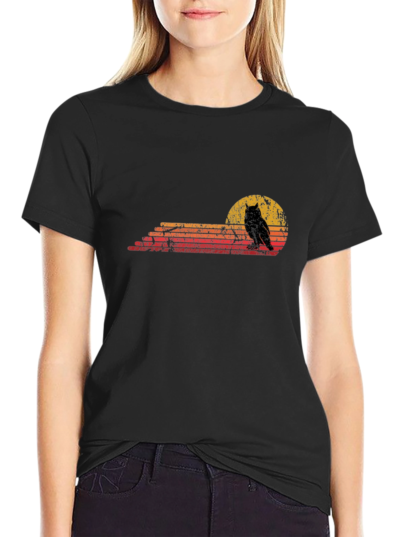 Retro Owl Sunset Graphic Tee