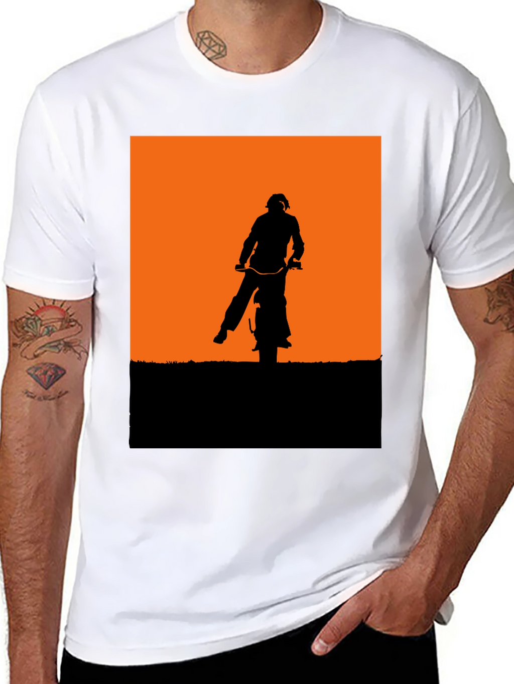 Silhouette Motorbike Graphic Tee - Black