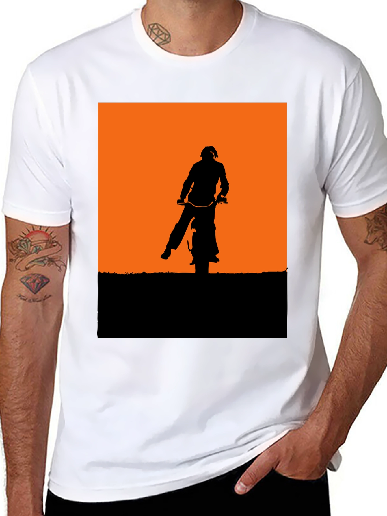 Silhouette Motorbike Graphic Tee - Black