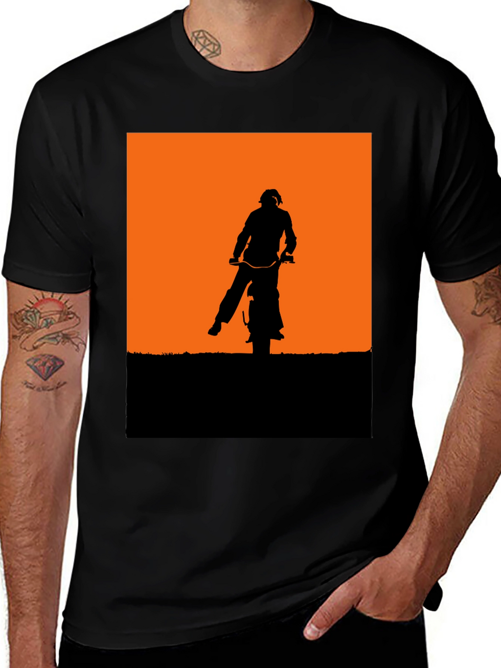 Silhouette Motorbike Graphic Tee - Black