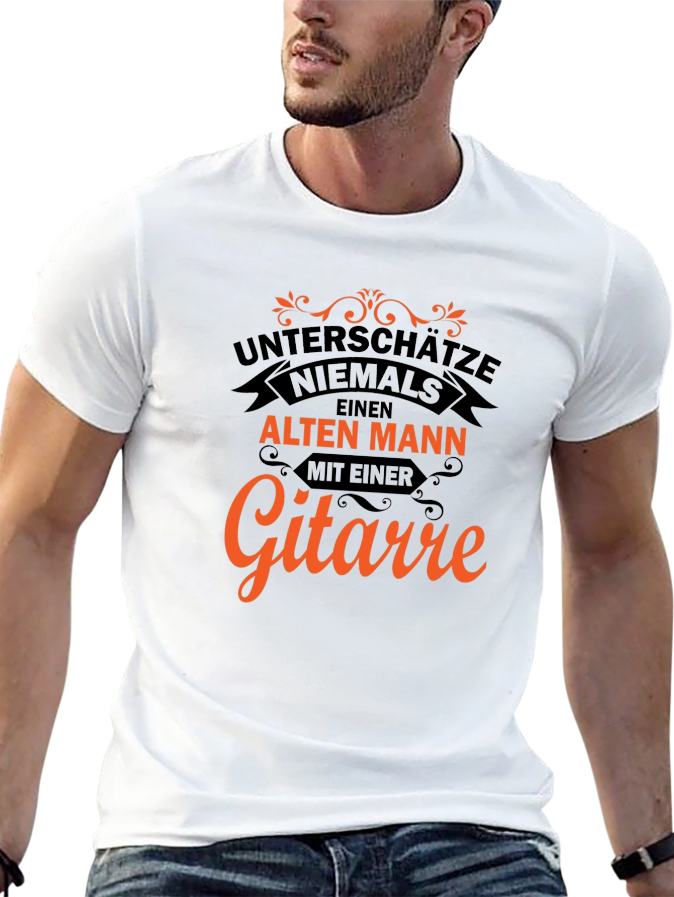 Unterschätze Niemals T-Shirt - Old Man Guitar