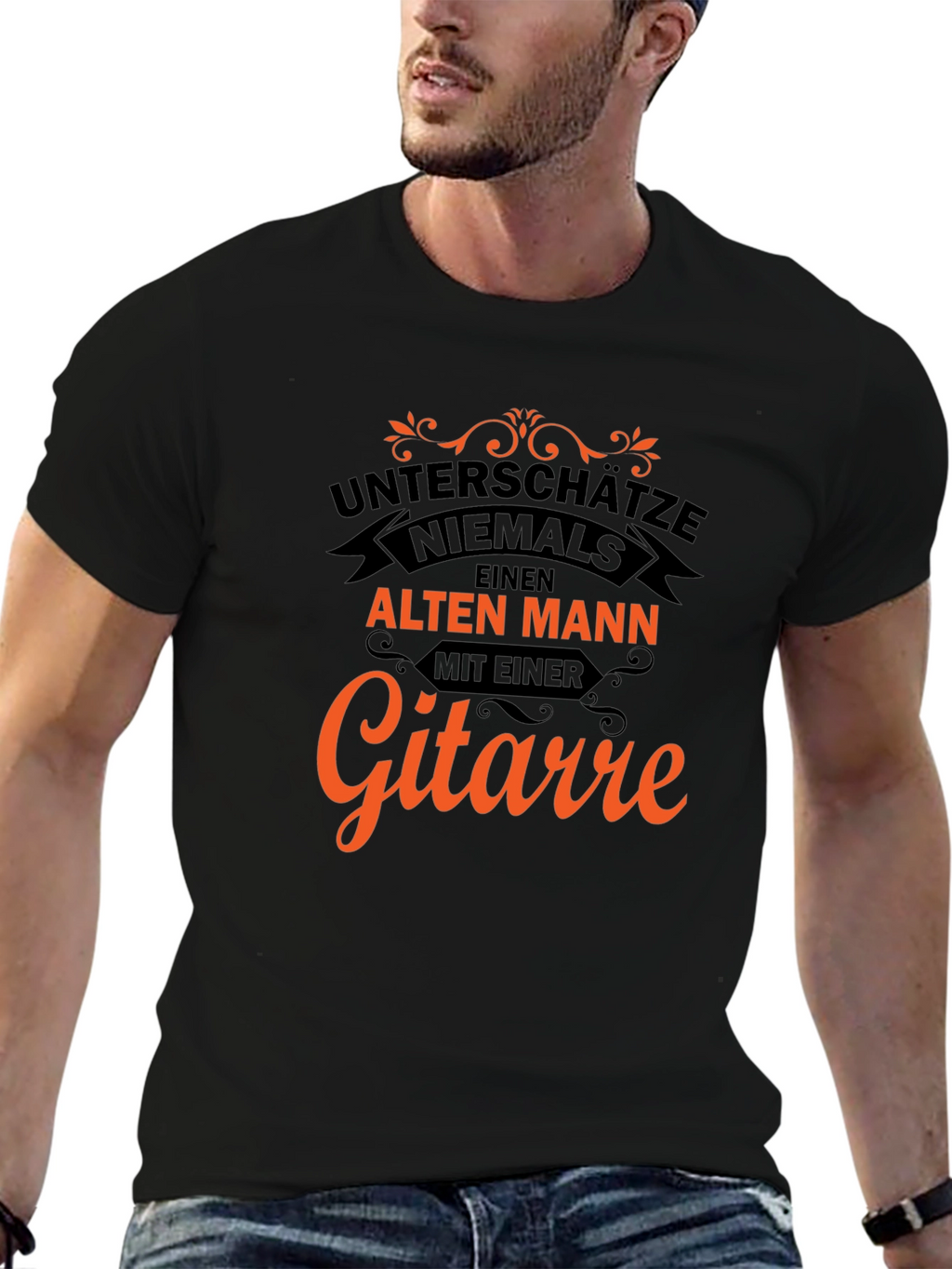 Unterschätze Niemals T-Shirt - Old Man Guitar