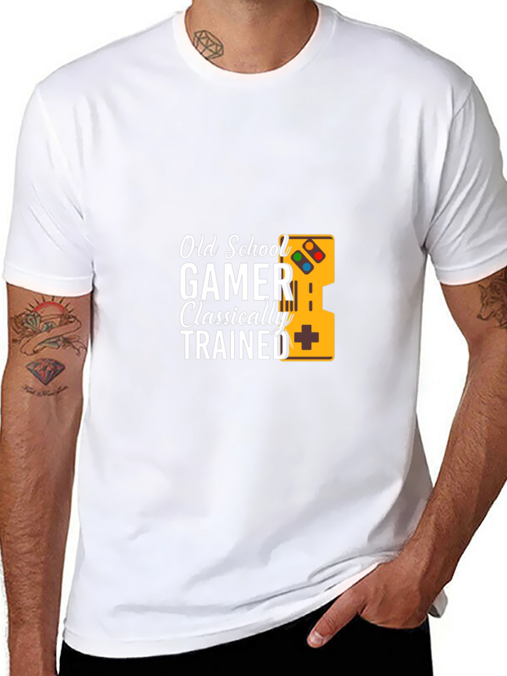 Old School Gamer Classically Trained Black T-Shirt