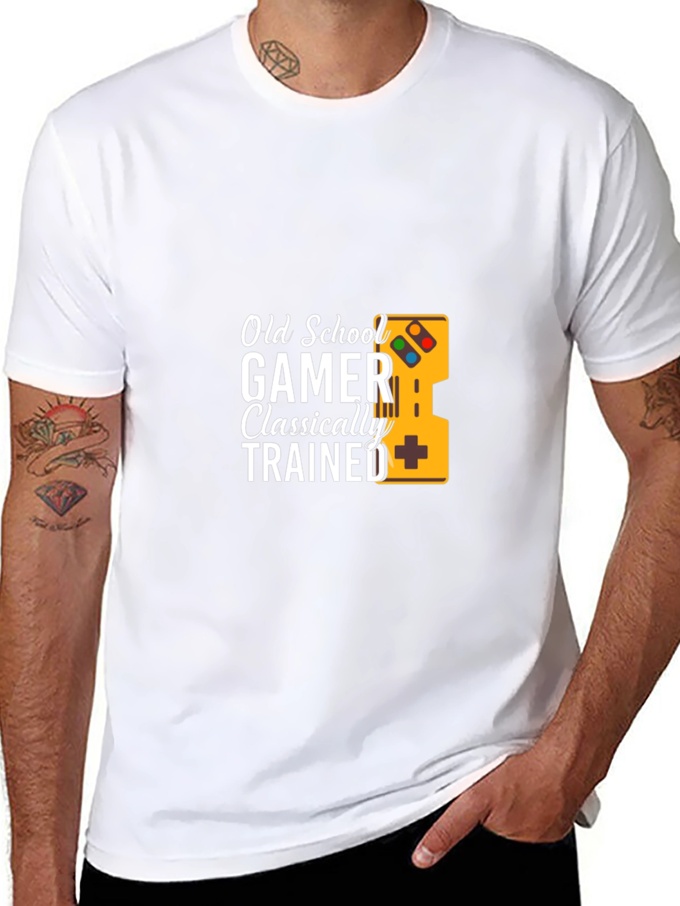 Old School Gamer Classically Trained Black T-Shirt