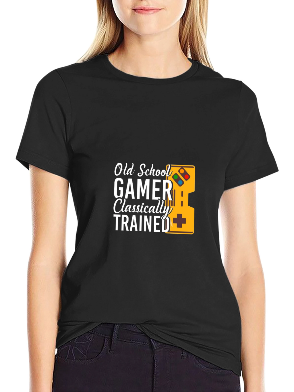 Old School Gamer Classically Trained Black T-Shirt