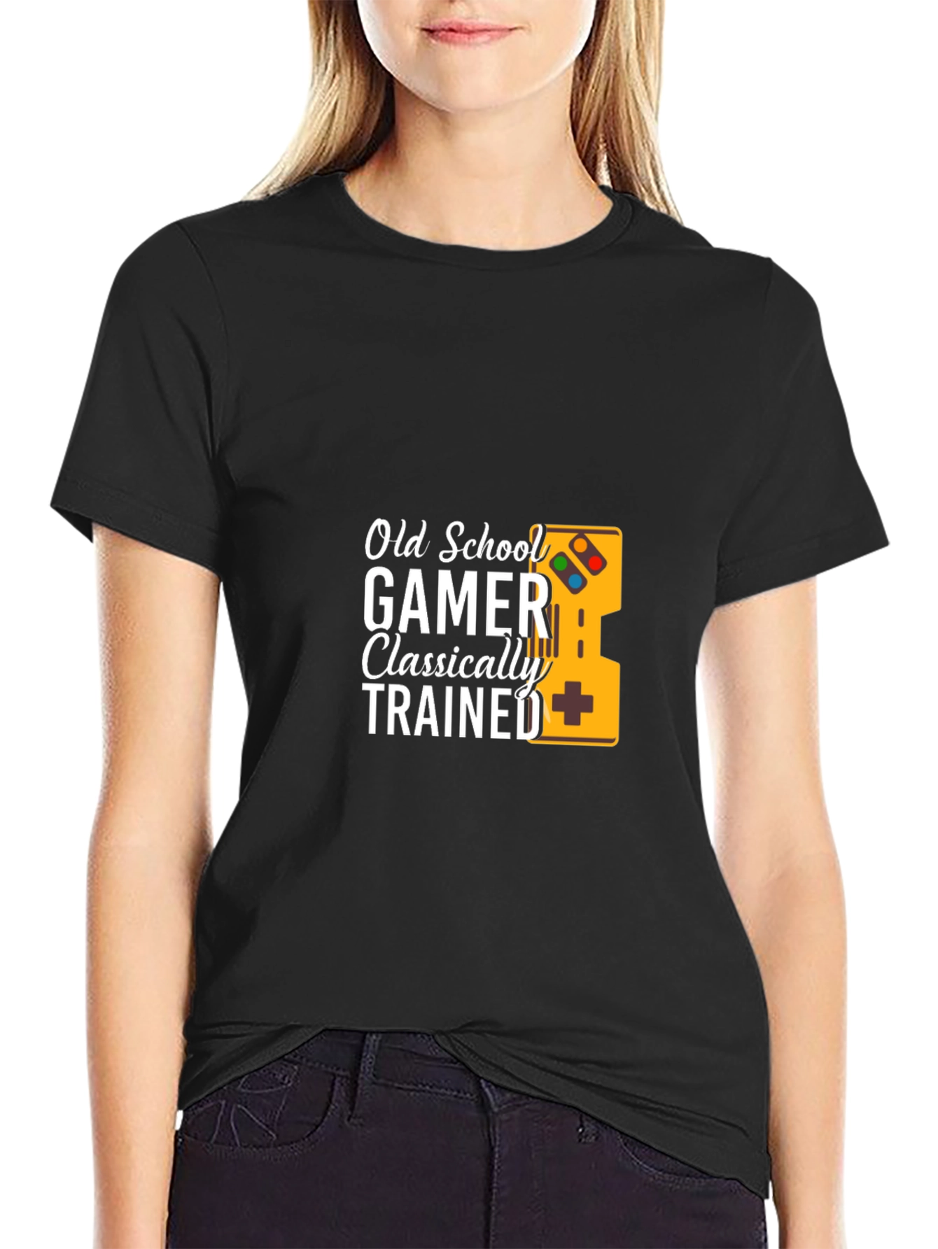 Old School Gamer Classically Trained Black T-Shirt