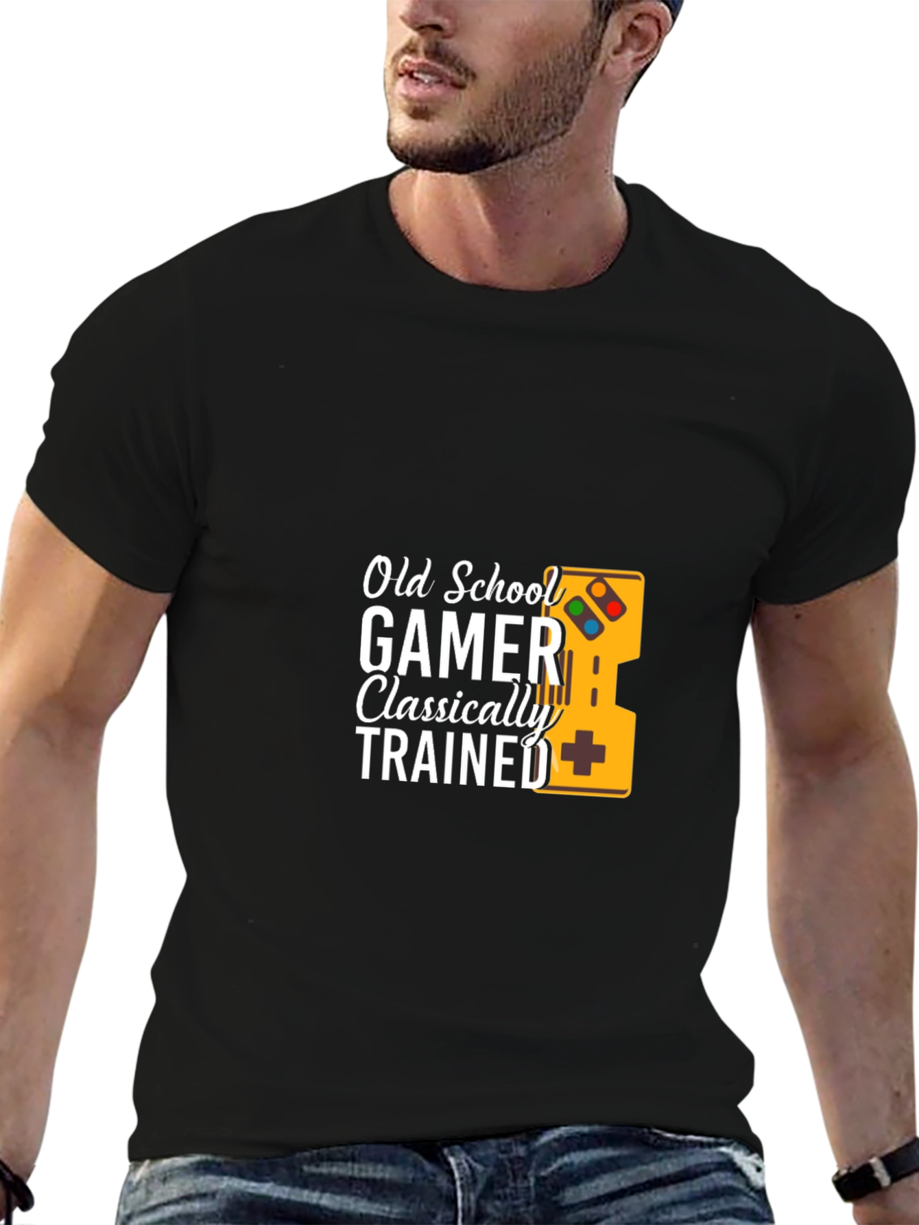 Old School Gamer Classically Trained Black T-Shirt