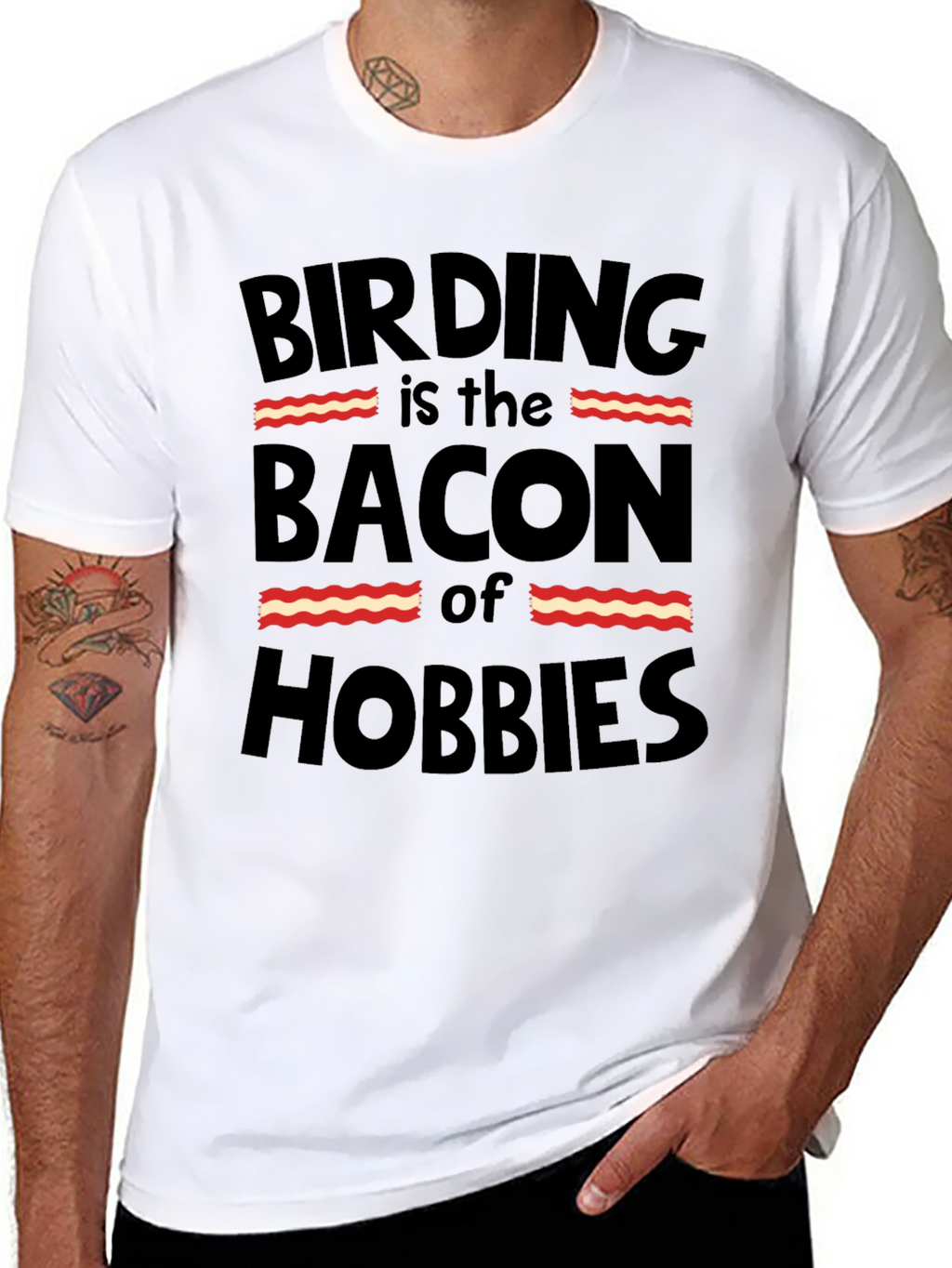 Birding Bacon Hobbies T-Shirt Funny Bird Watching Tee