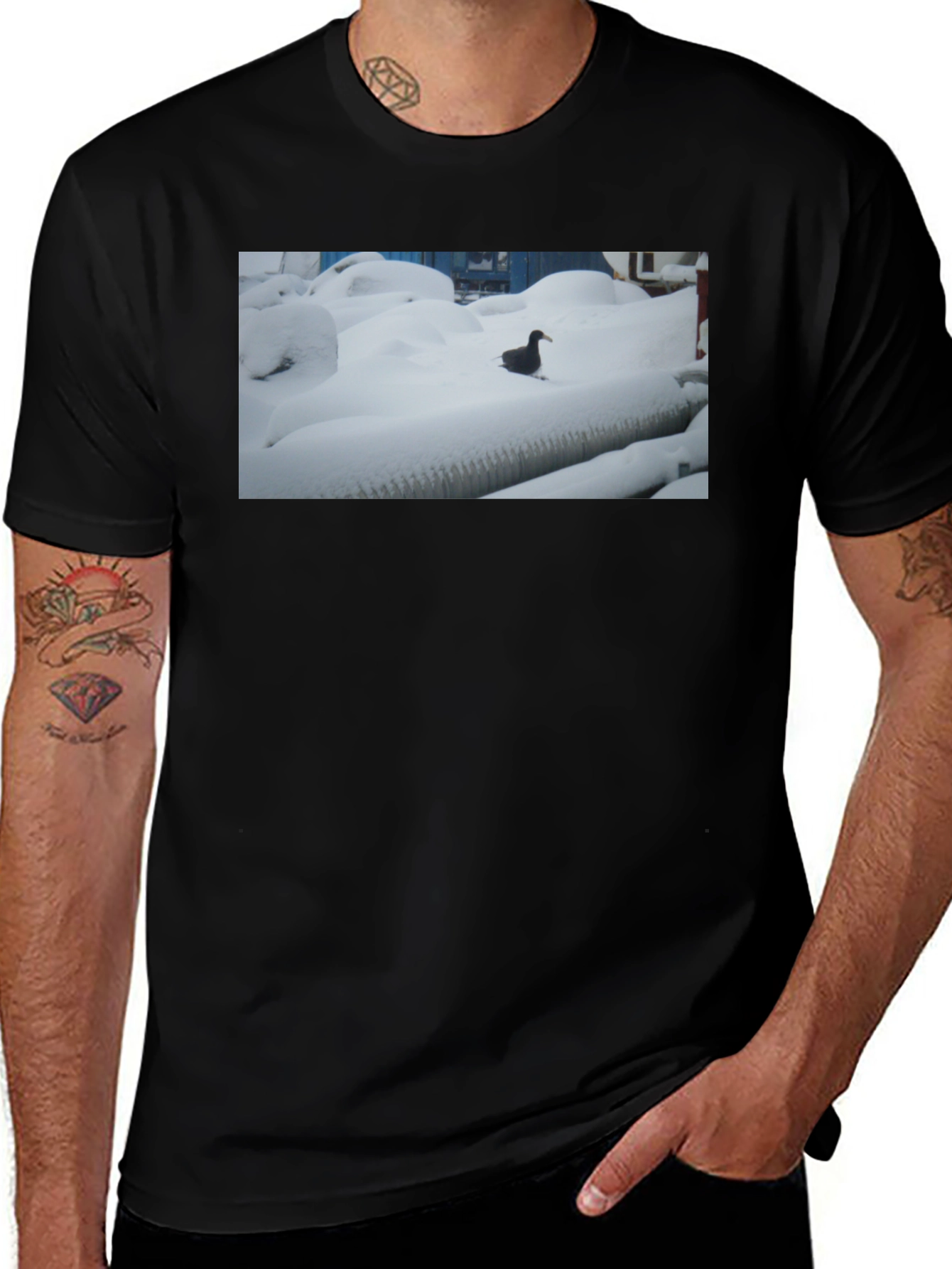 Duck in Snow Black T-Shirt