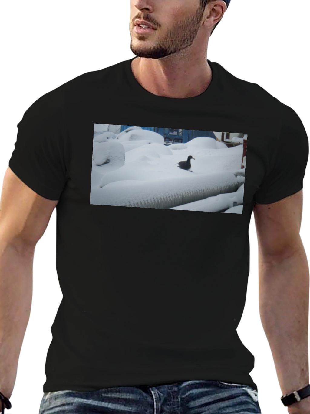 Duck in Snow Black T-Shirt