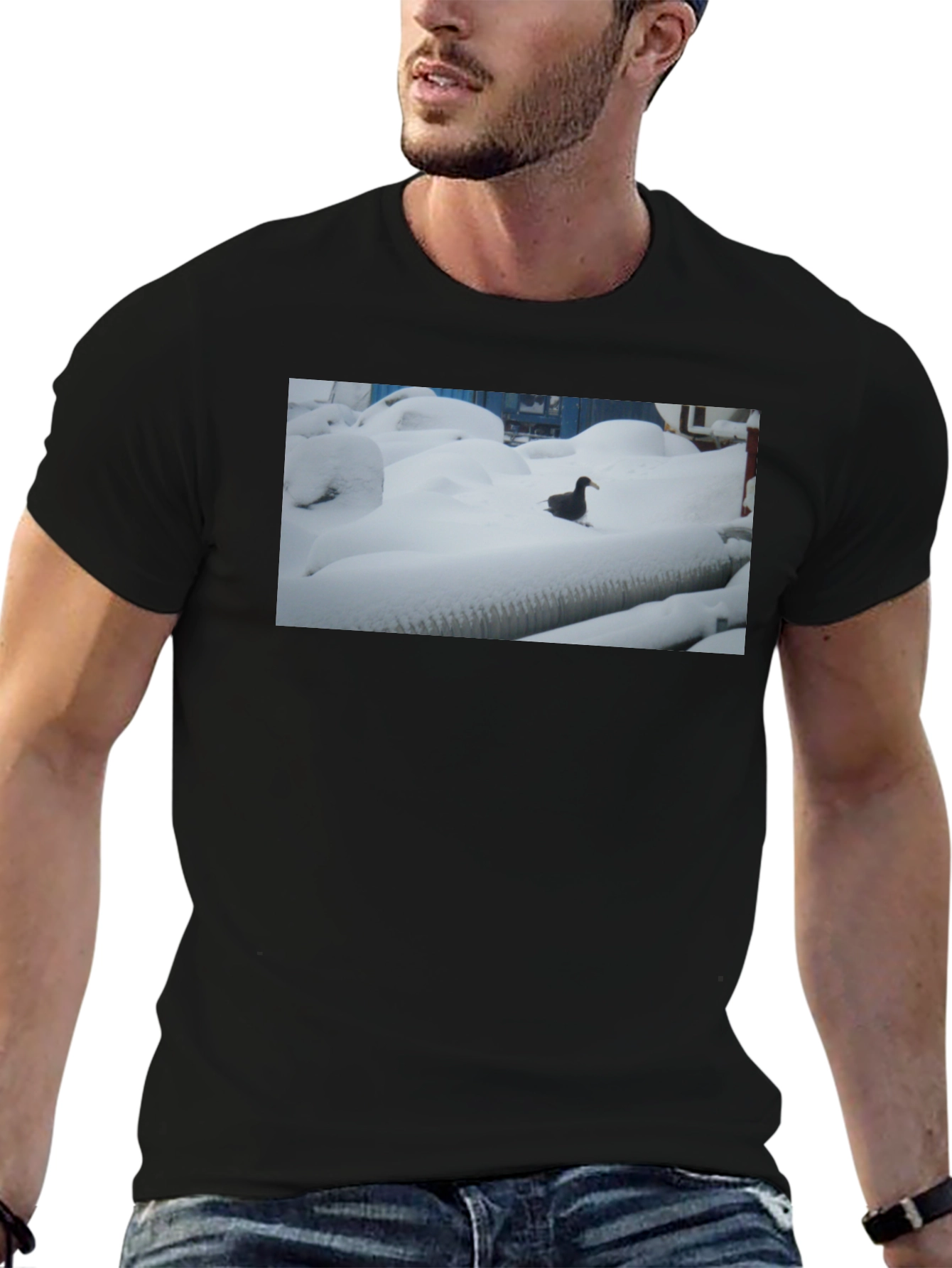 Duck in Snow Black T-Shirt
