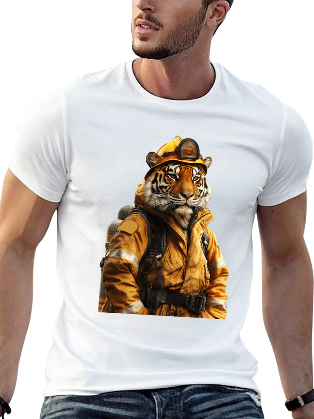 Tiger Firefighter T-Shirt - Unique Design