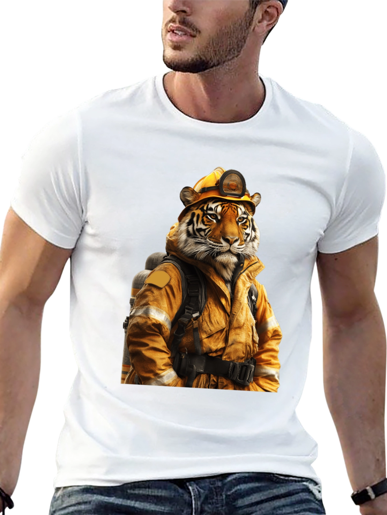 Tiger Firefighter T-Shirt - Unique Design