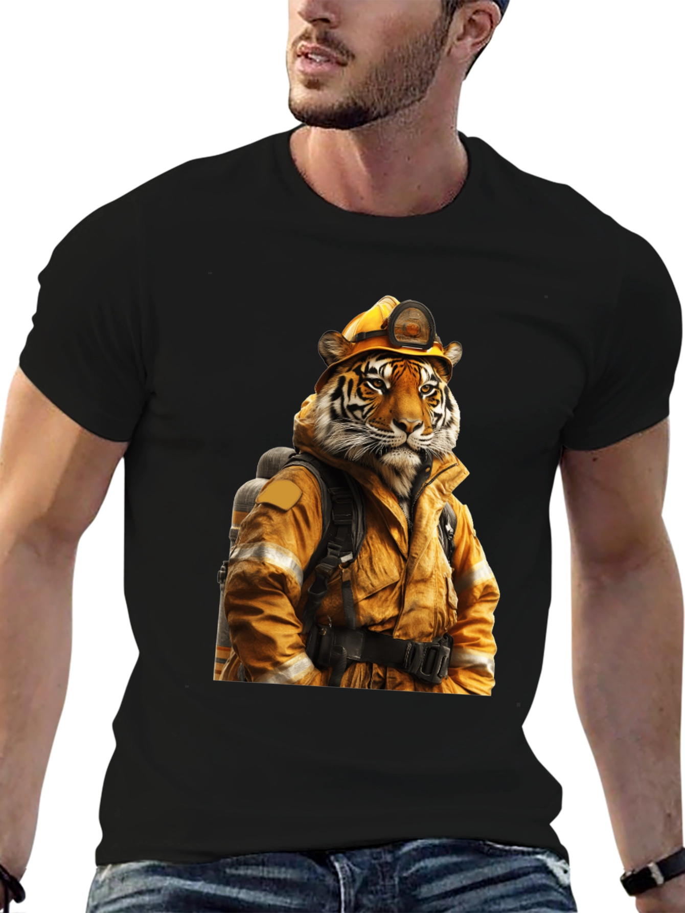 Tiger Firefighter T-Shirt - Unique Design