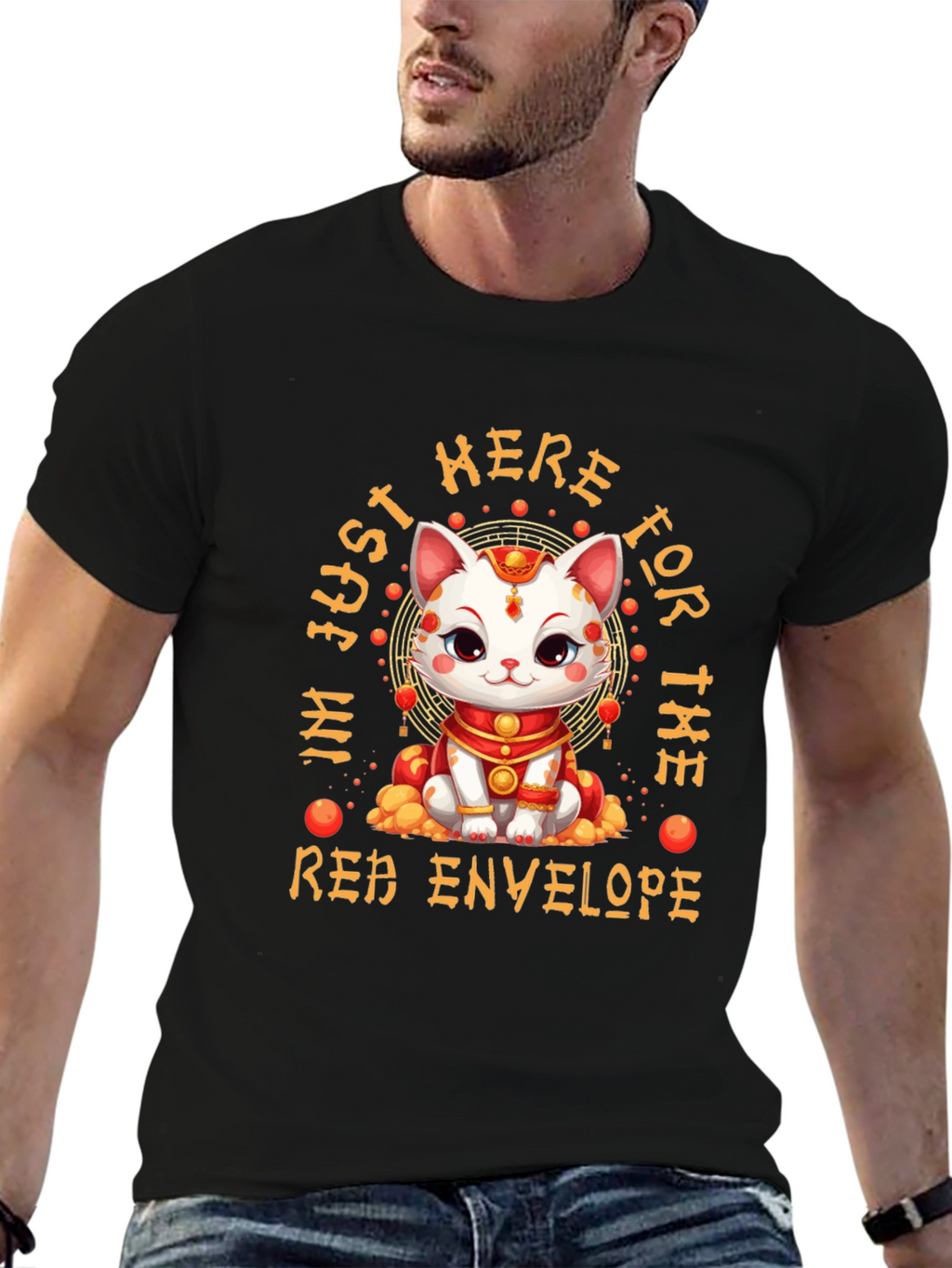 Lucky Cat Red Envelope T-Shirt - Lunar New Year