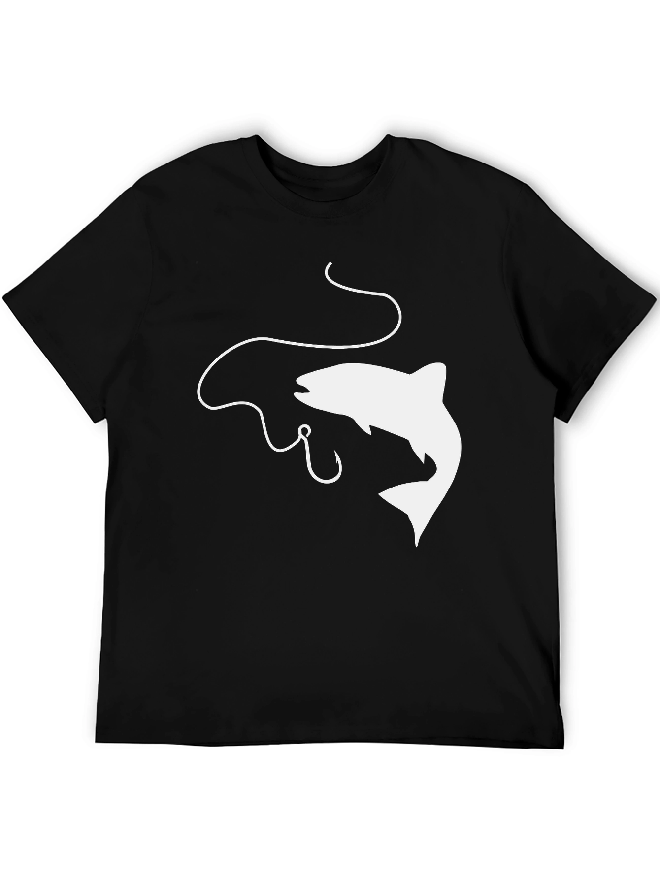Fishing Graphic Tee - Black Cotton Comfort