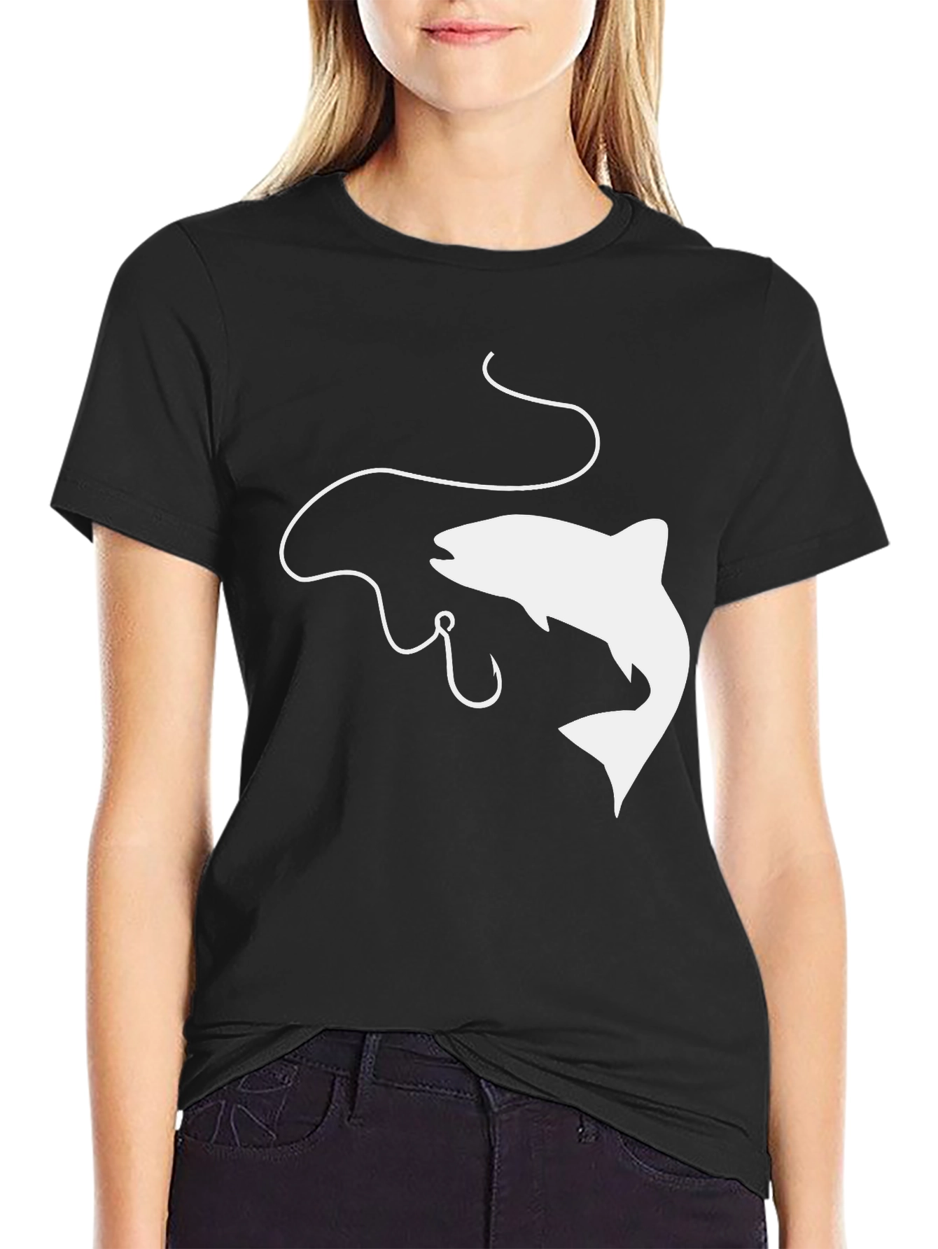 Fishing Graphic Tee - Black Cotton Comfort