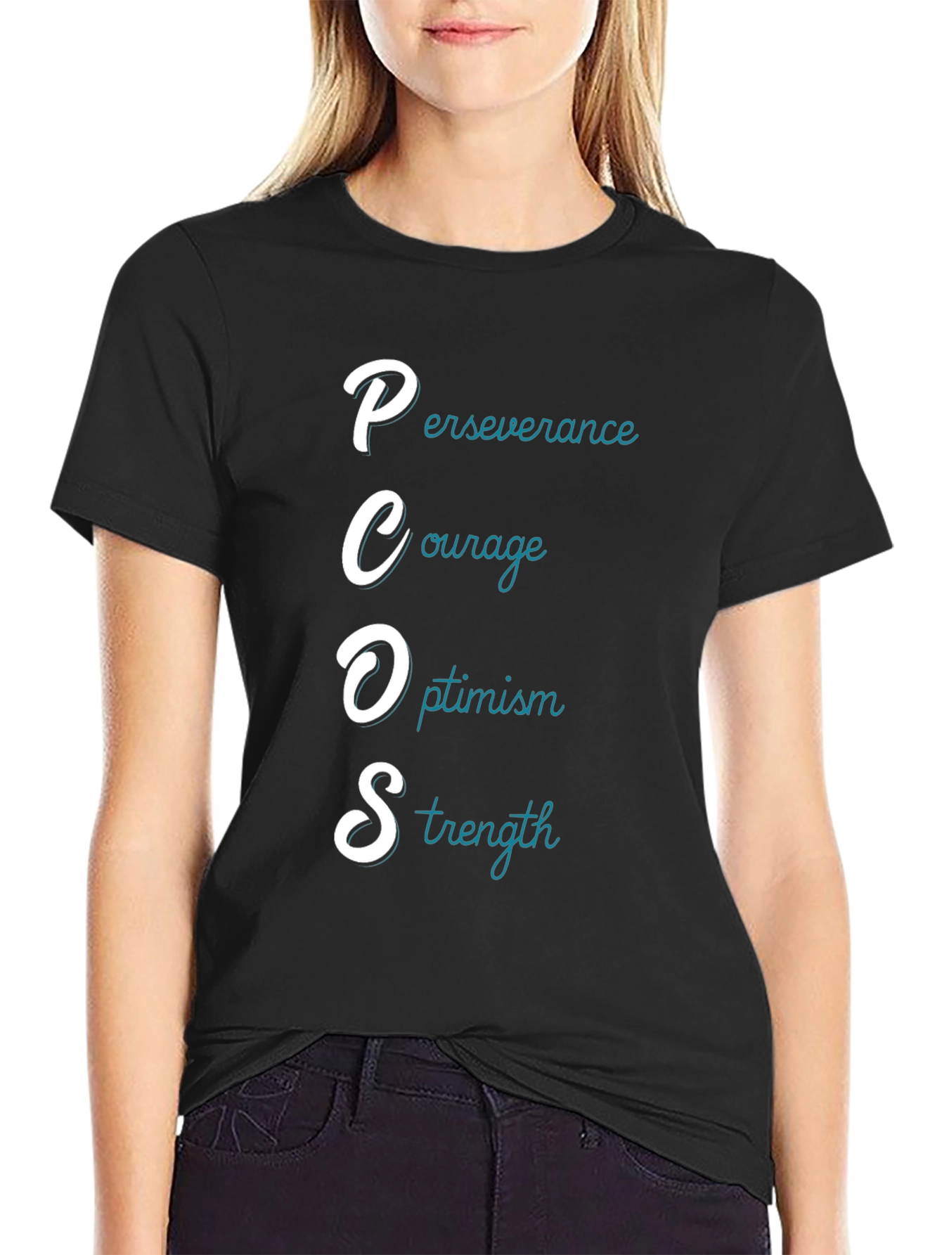PCOS Awareness T-Shirt: Perseverance Courage Optimism Strength