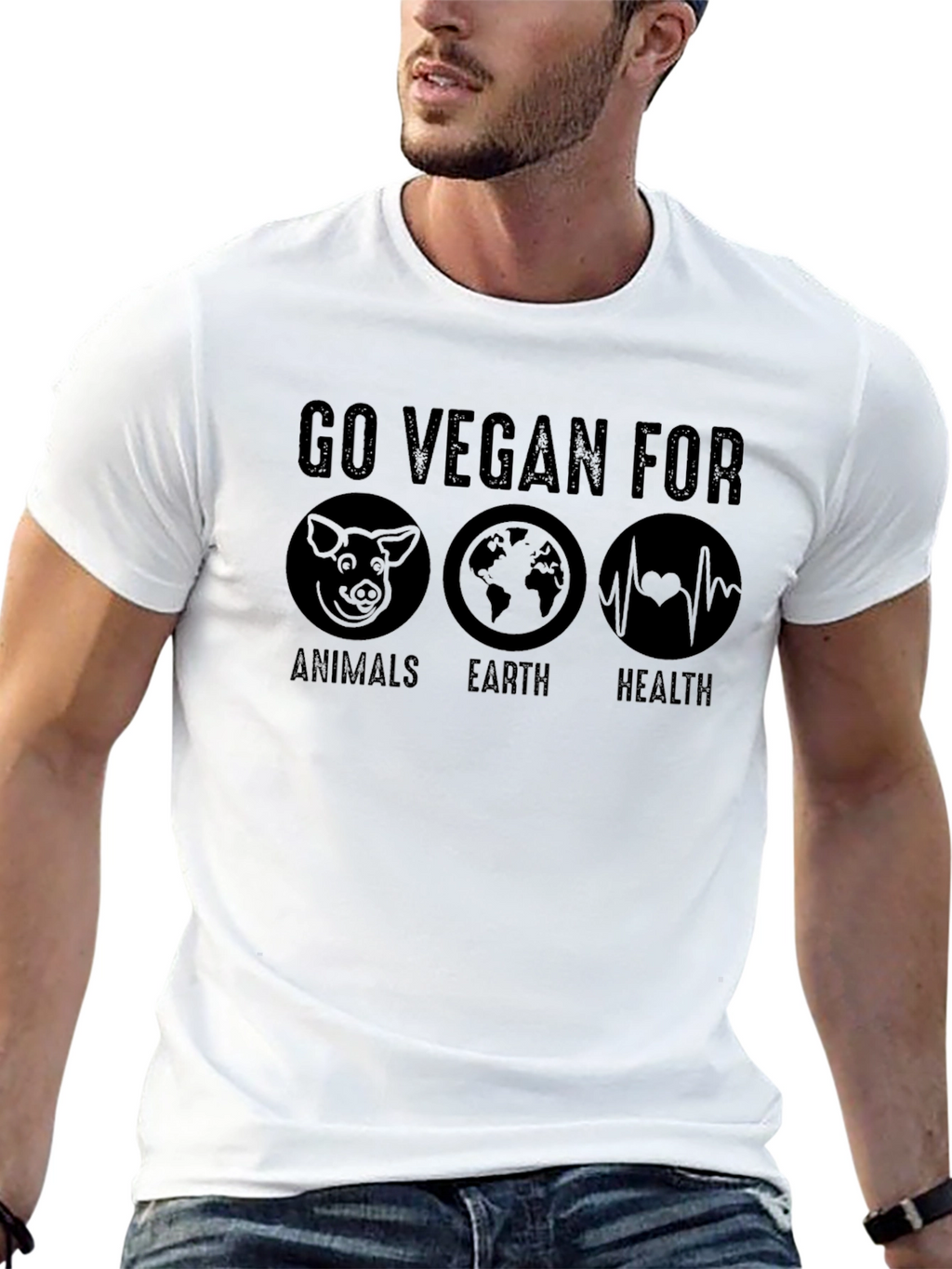 Go Vegan T-Shirt - Animals Earth Health Tee