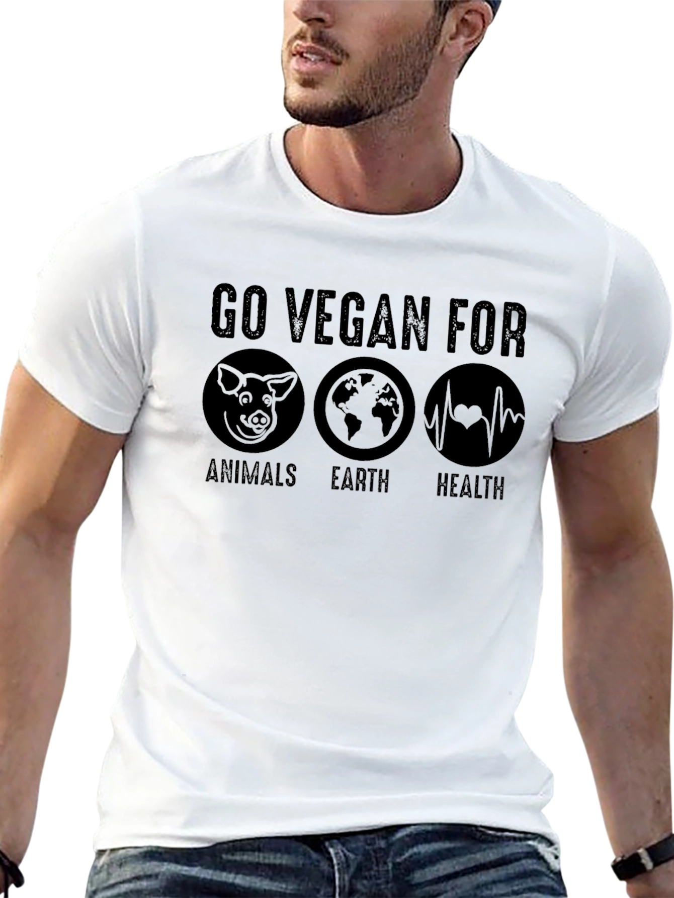 Go Vegan T-Shirt - Animals Earth Health Tee