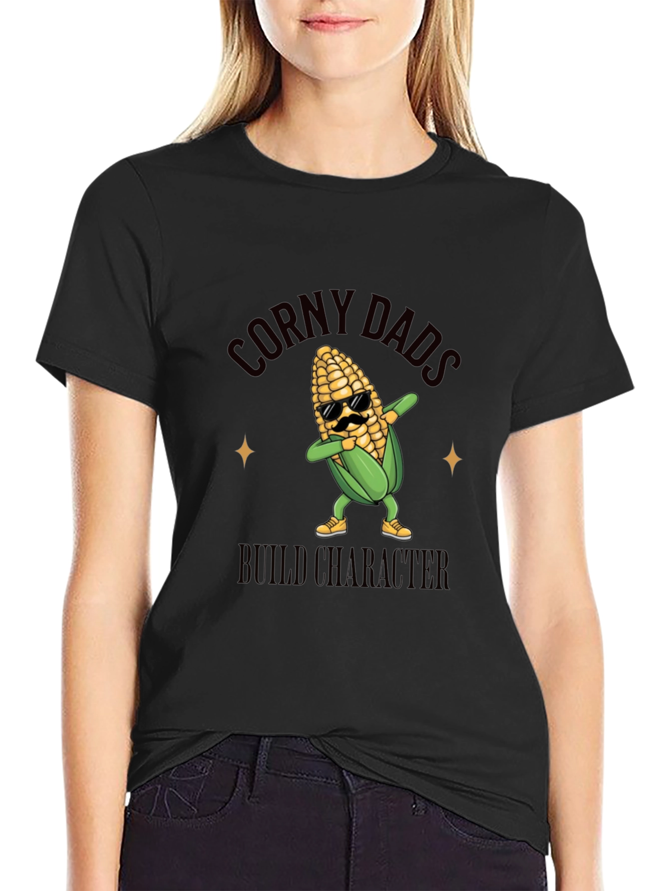 Corny Dads Build Character Funny Corn Graphic T-Shirt