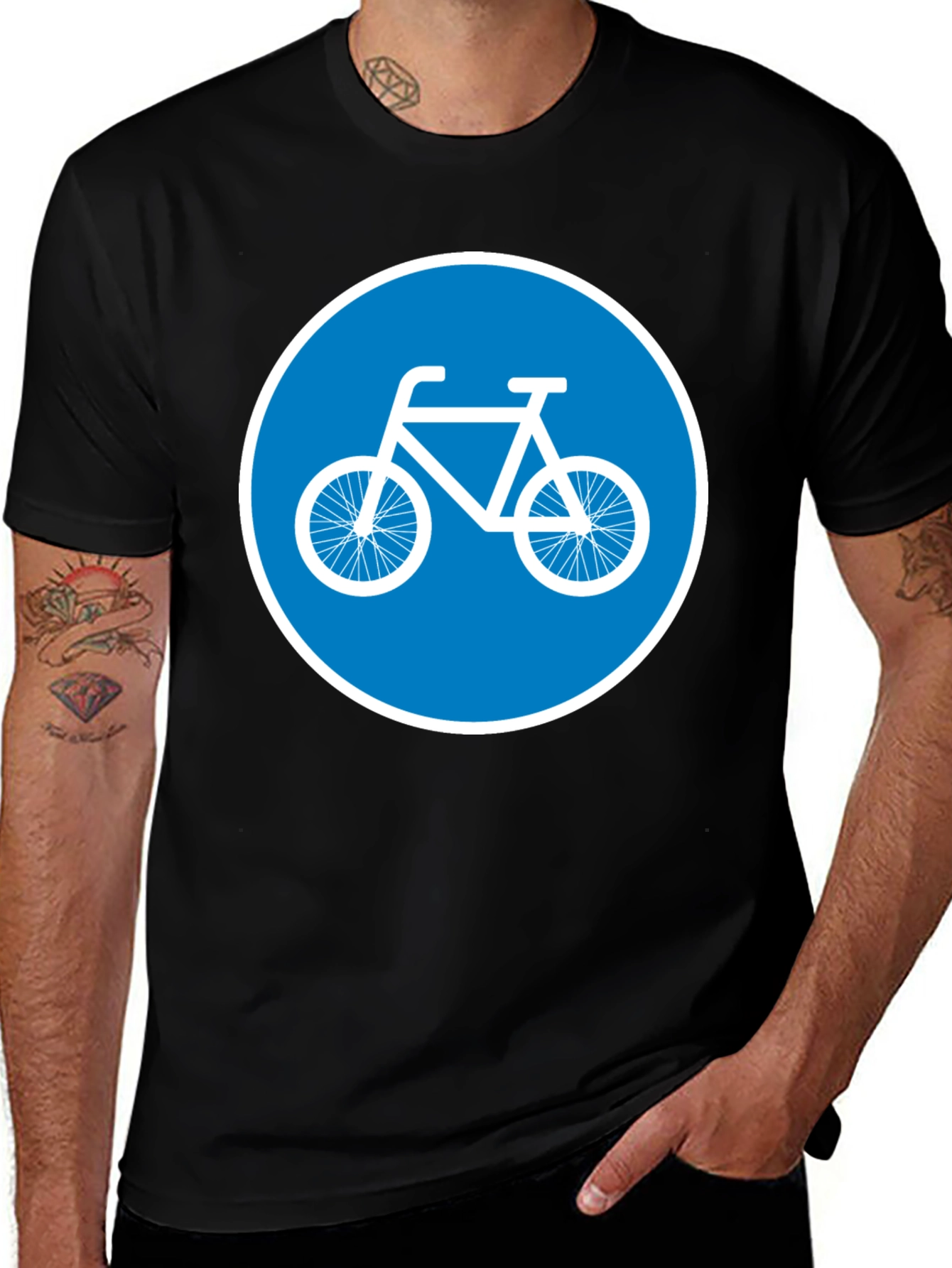 Bike Lane Symbol Tee - Cycle Path Sign T-Shirt