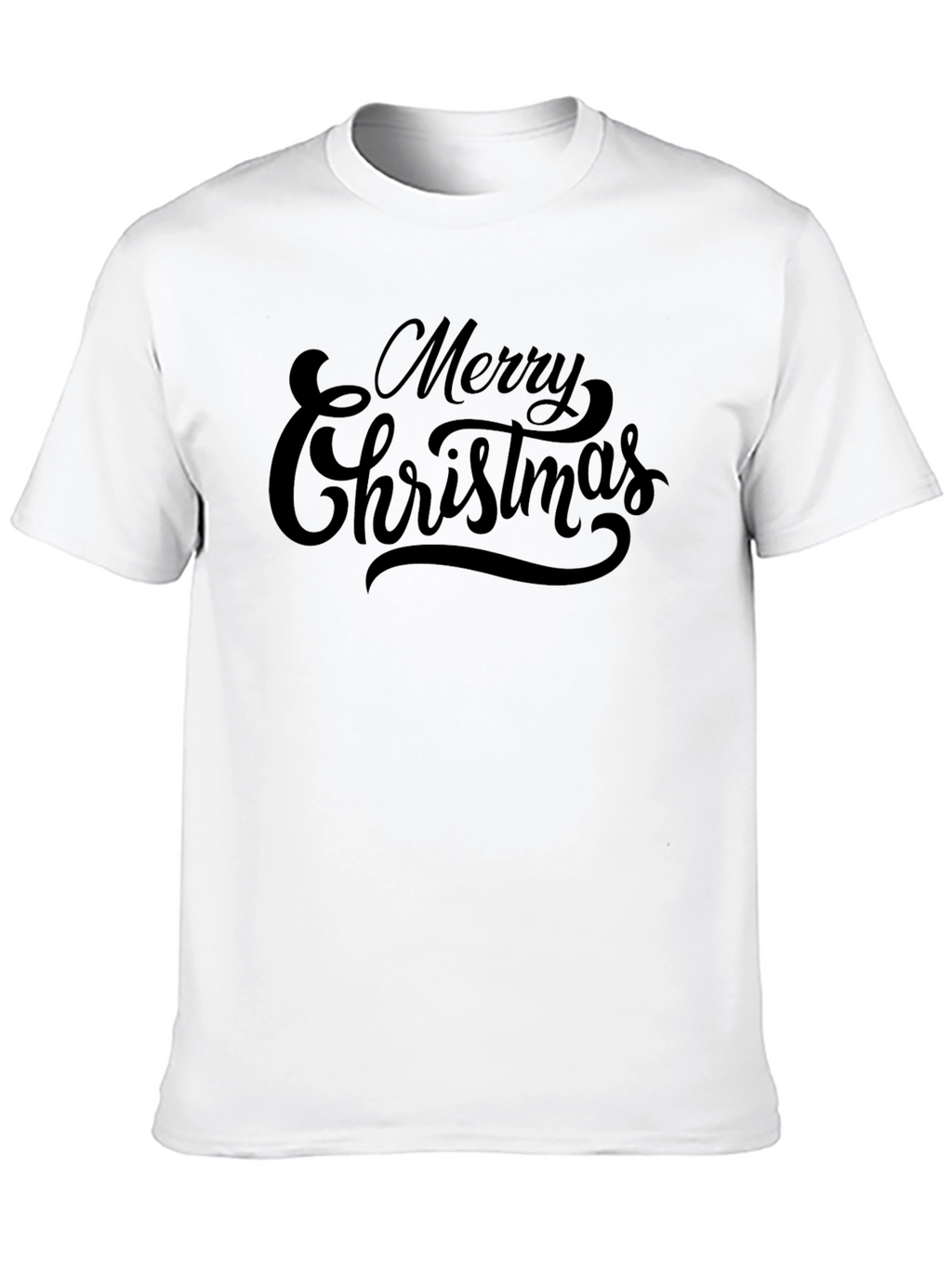 Merry Christmas Black Crew Neck T-Shirt