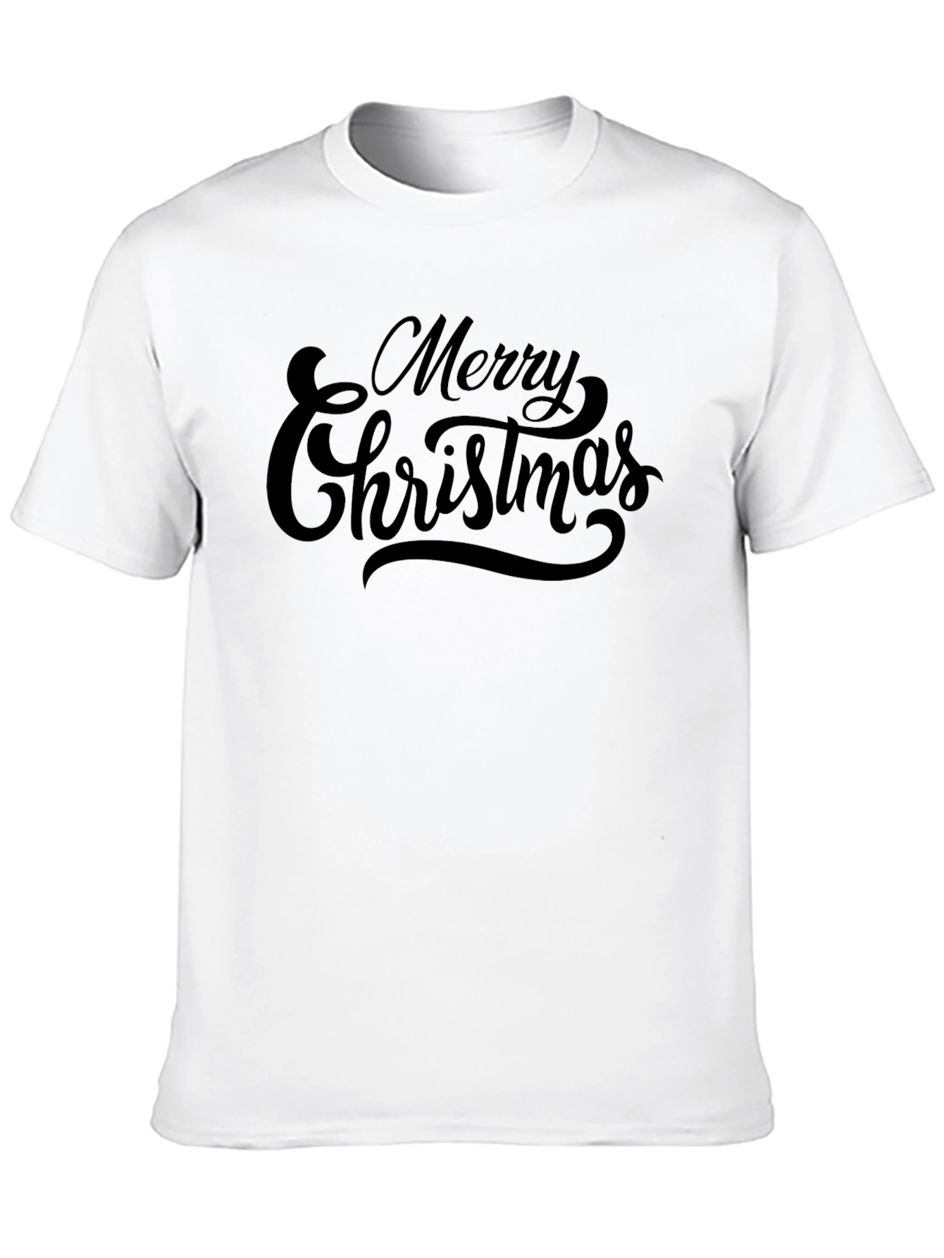 Merry Christmas Black Crew Neck T-Shirt