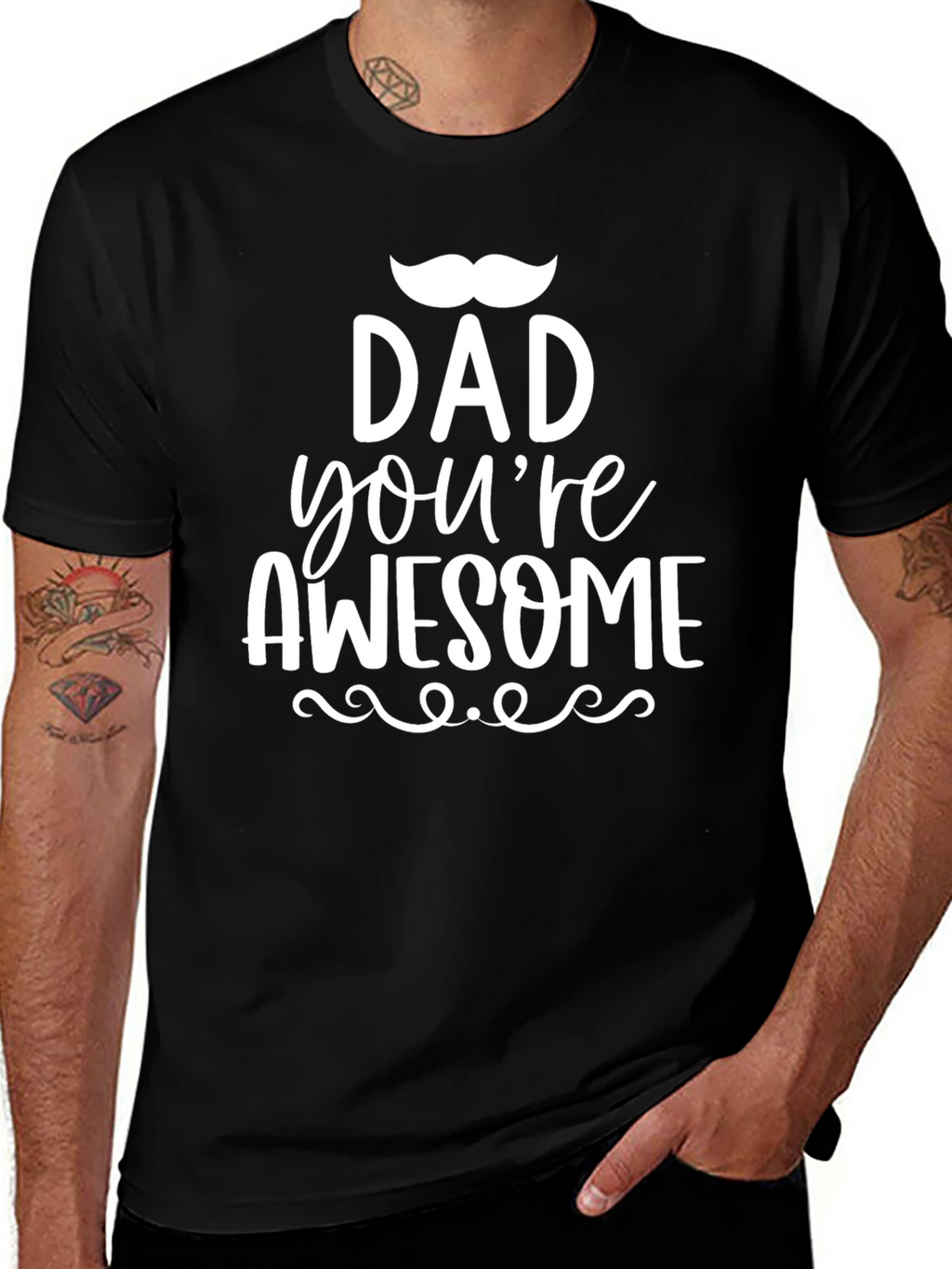 Dad Youre Awesome Black Graphic Tee