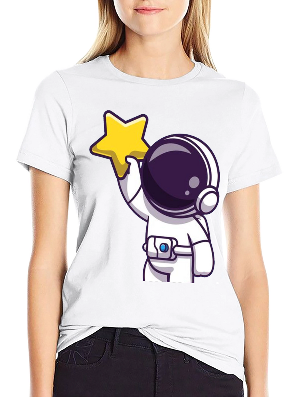 Astronaut Holding Star Graphic Tee - Black