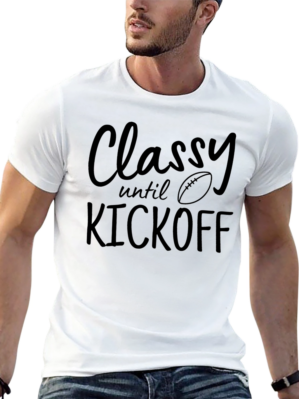 Classy Until Kickoff Graphic Tee - Football Season Ready!