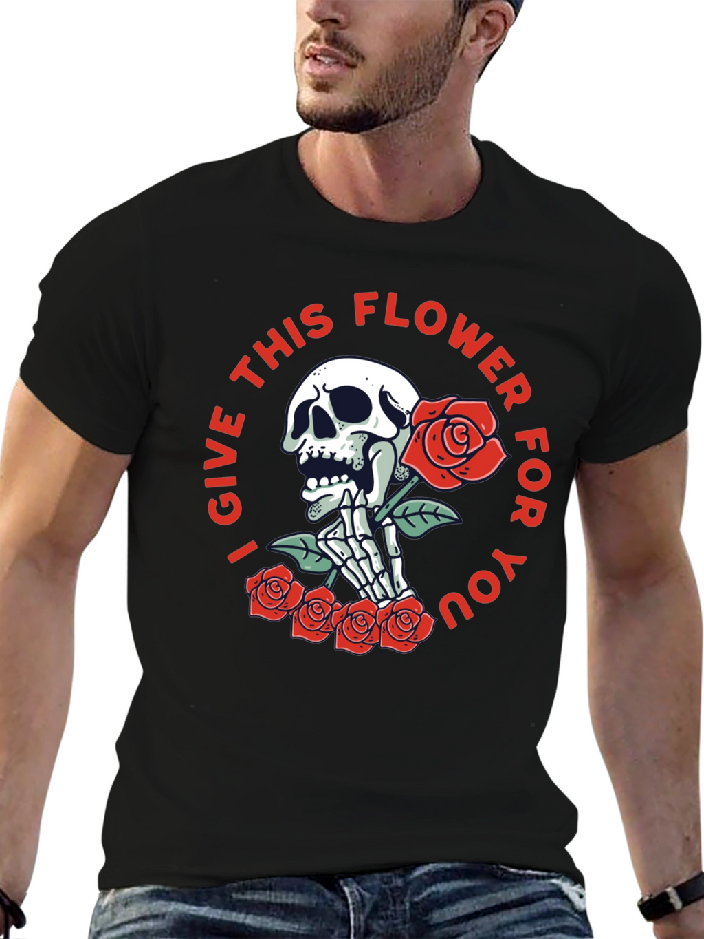 Skull & Roses Graphic Print Tee