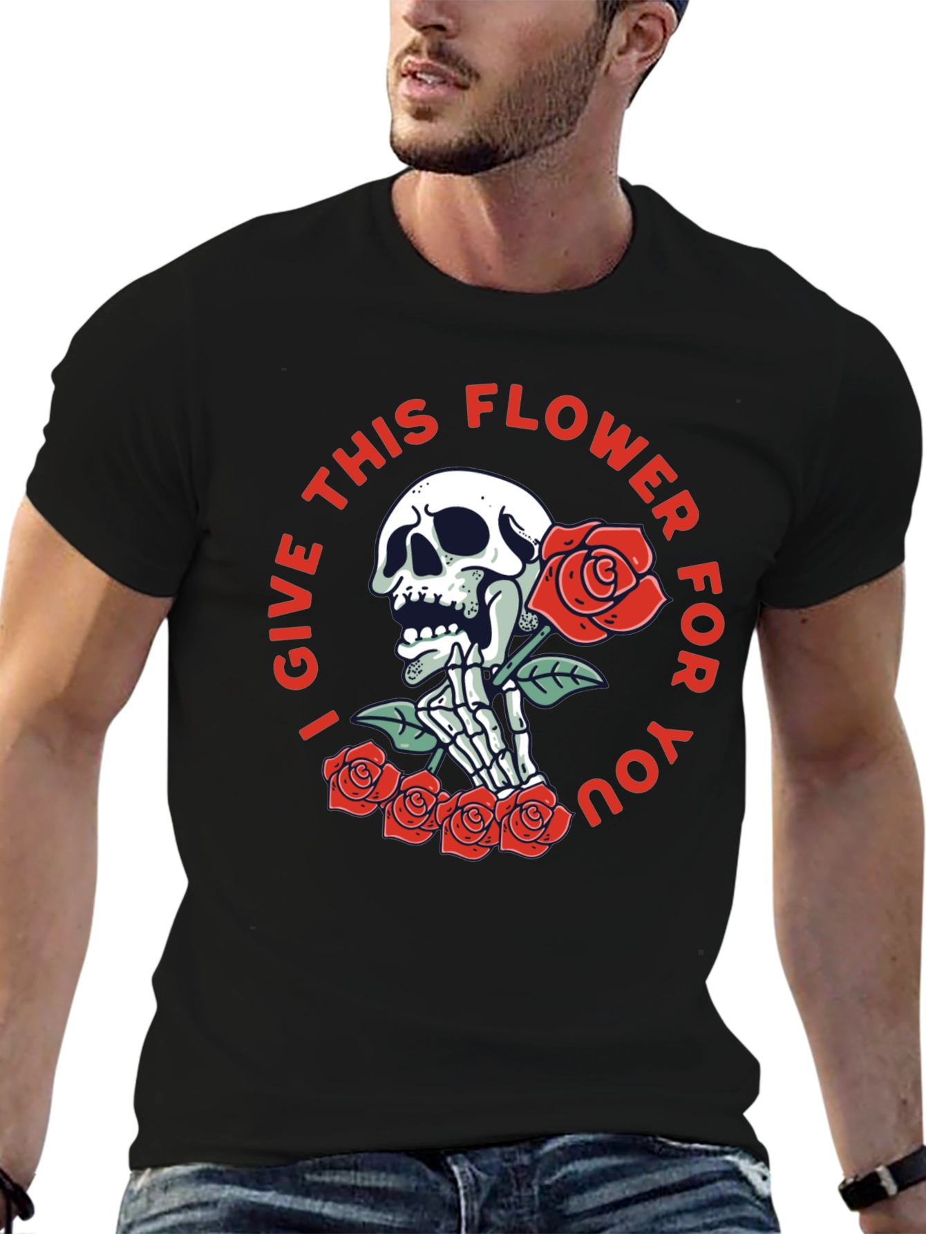 Skull & Roses Graphic Print Tee