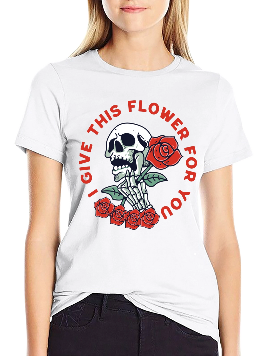 Skull & Roses Graphic Print Tee